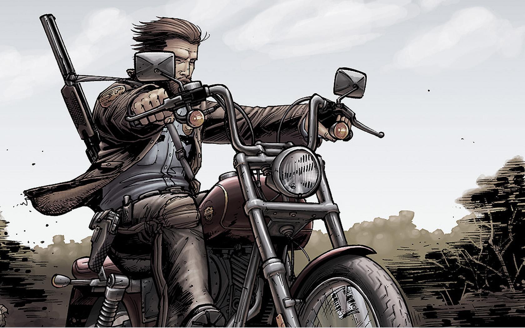 1680x1050 Biker Motorbikes Rick Grimes Rider The Walking Dead Vehicles