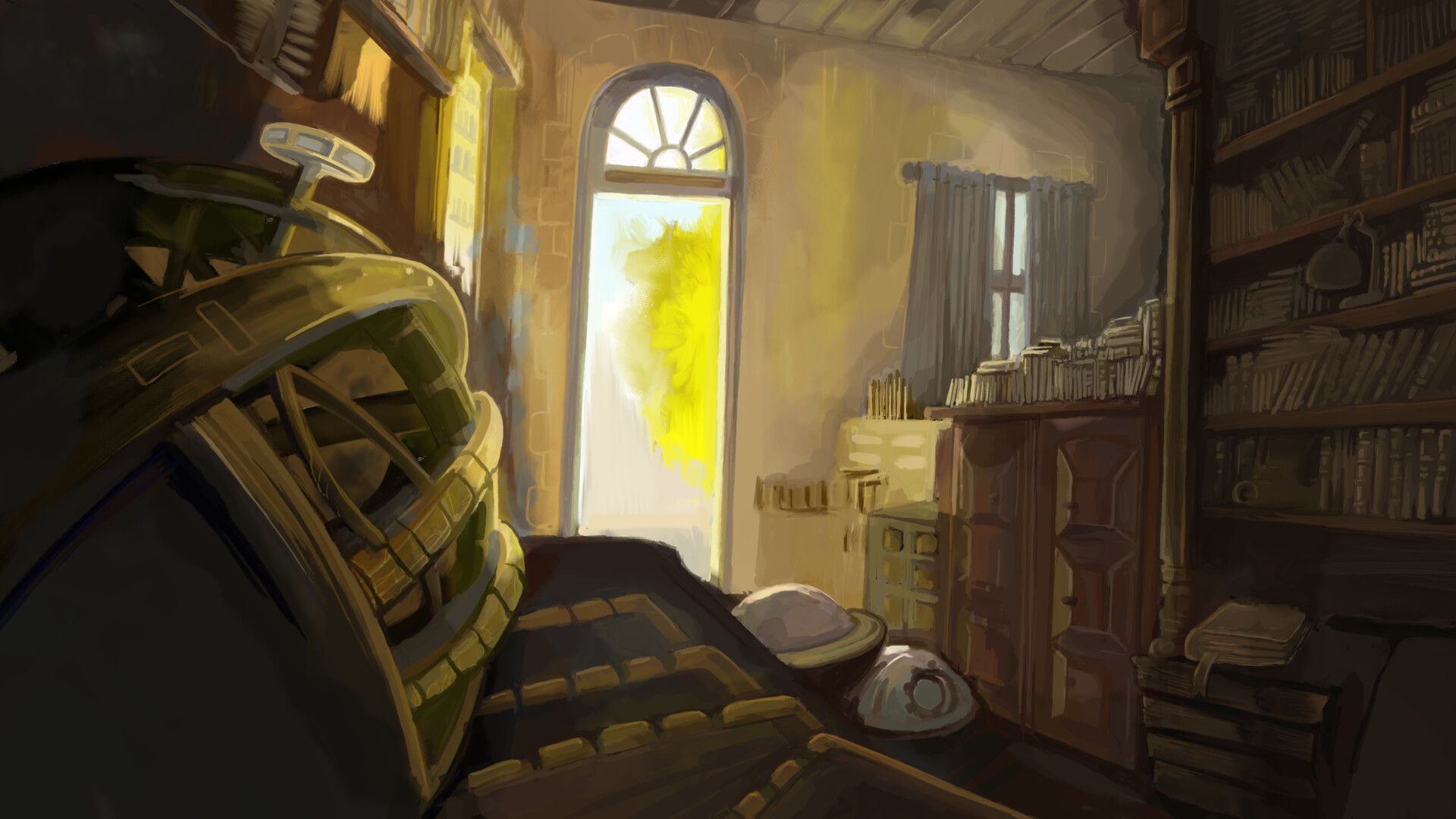 1920x1080 Digital Painting Background Interior animation movie