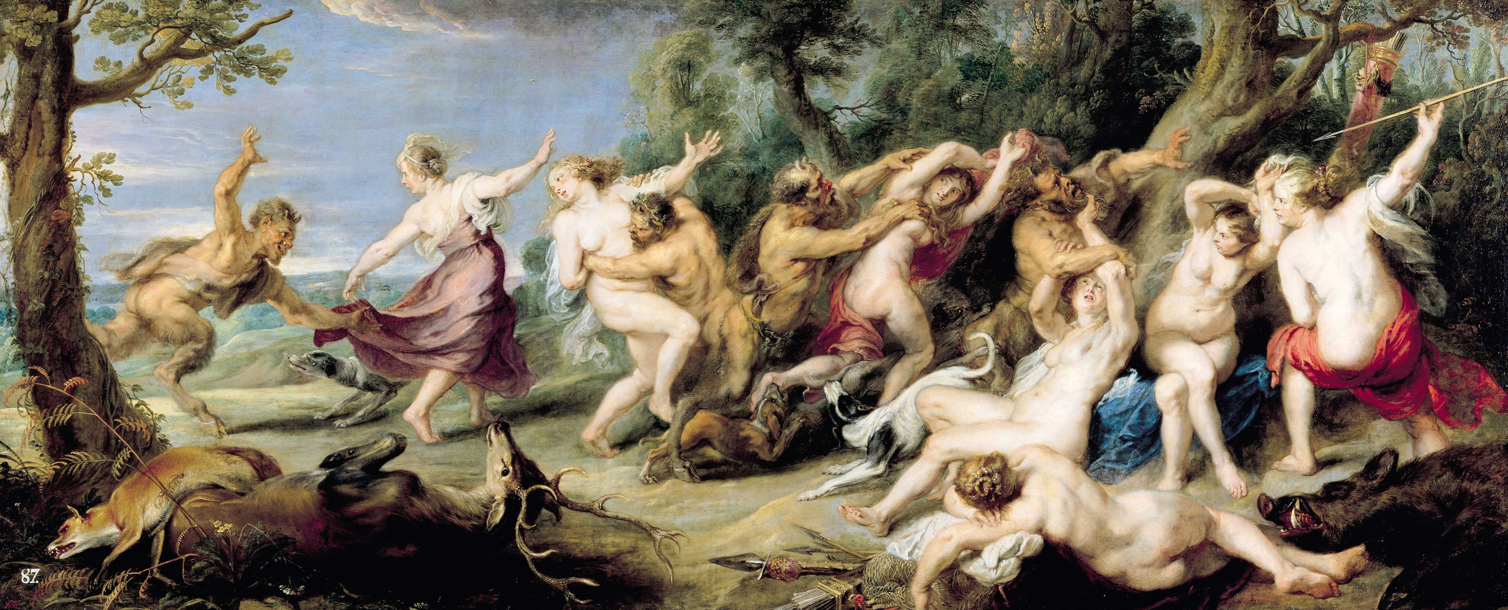 3090x1250 Photo wallpaper Diana & her Nymphs Paul Rubens