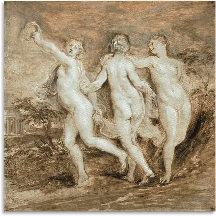 894x897 Baroque Art Oil Painting The Three Graces by Peter Paul Rubens Poster Frames Wall Decoration Posters & Prints Wallpaper Bedroom Decoration Wall Art Poster Printer 12x12inch(30x30cm): Posters & Prints