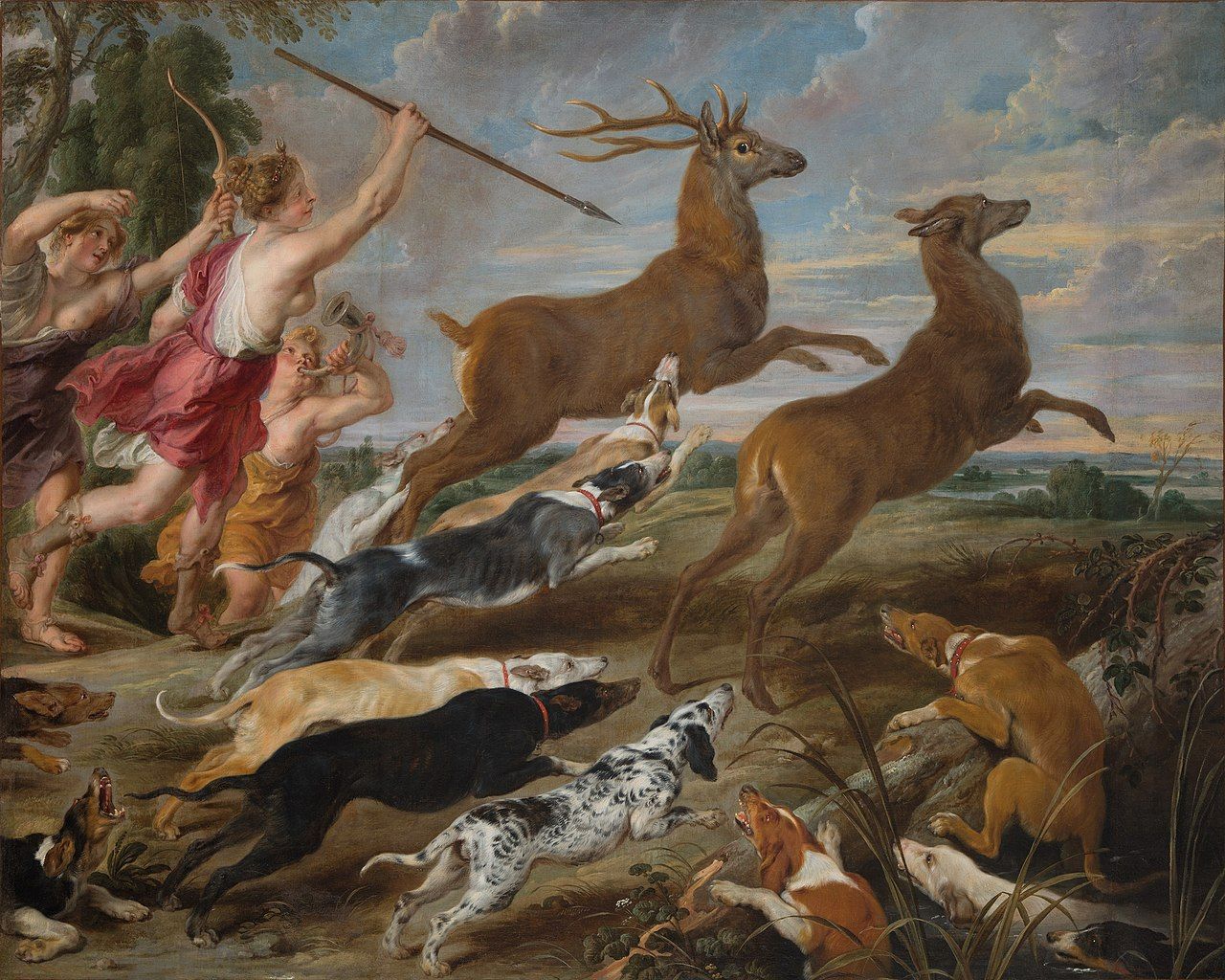 1280x1024 Peter Paul Rubens, Paul de Vos, Jan Wildens and Nymphs hunting