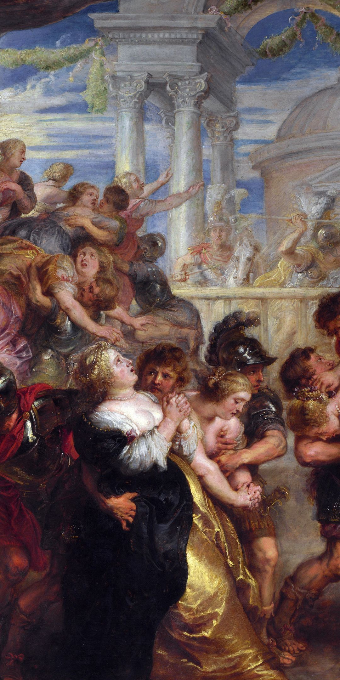 1080x2160 Download The Rape of the Sabine Women, Rape of the Sabine Women, Peter Paul Rubens, Mythology, Painting Wallpaper in 1080x2160 Resolution