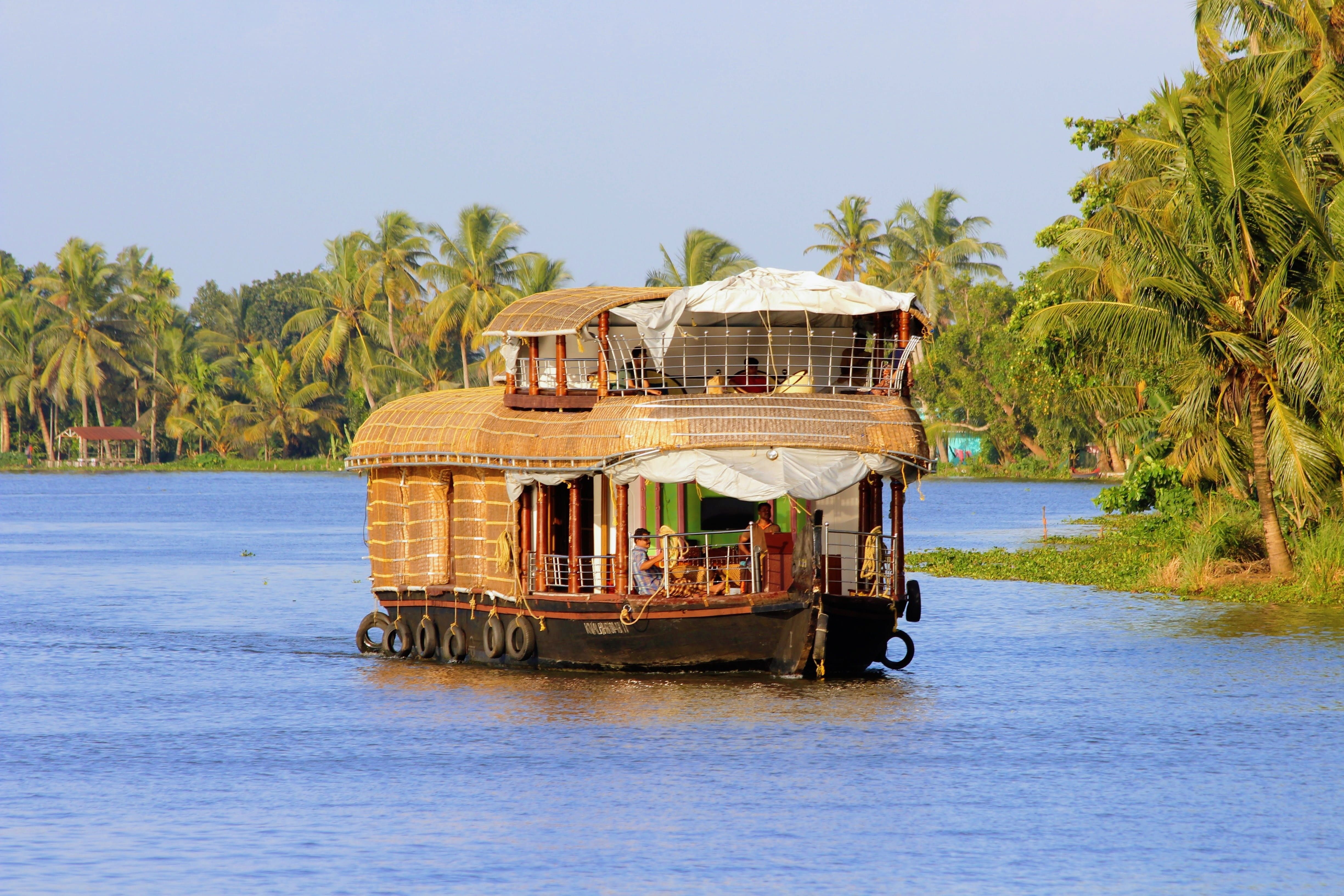 4898x3265 Wallpaper / coconut palm tree, tourism, holiday, travel, boa, 4K, house, transportation, trip, vacations, alleppey houseboat, houseboat, houseboat kerala, travel destinations free download