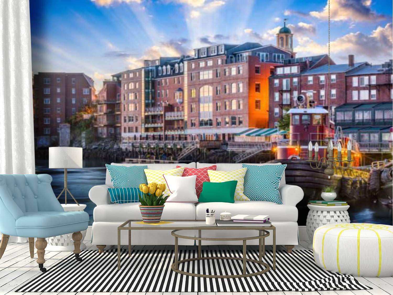 1500x1125 Self Adhesive Wallpaper Roll Paper portsmouth, new hampshire famous touristic town stock picture, Removable Peel and Stick Wallpaper Decorative Wall Mural Posters Home Covering Interior Film : Tools & Home Improvement