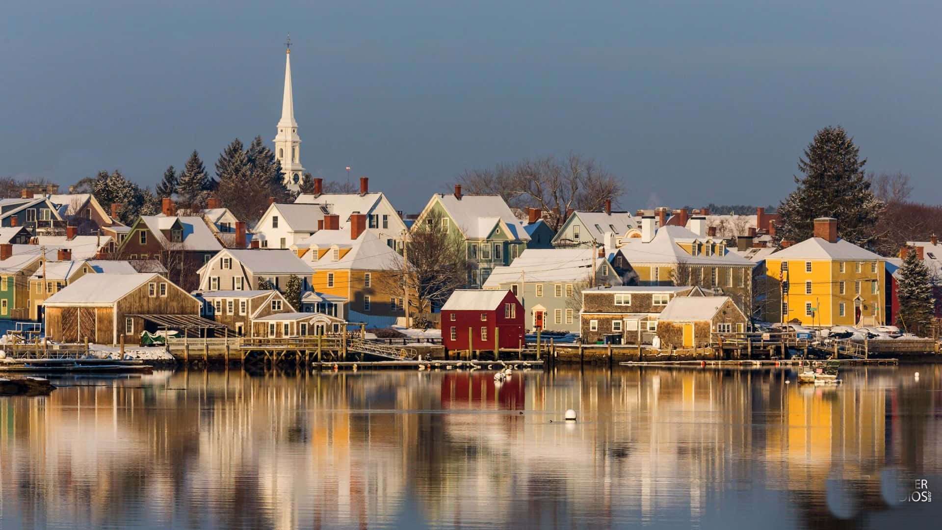 1920x1080 Download Portsmouth Harbor New Hampshire Winter Wide View Shot Wallpaper