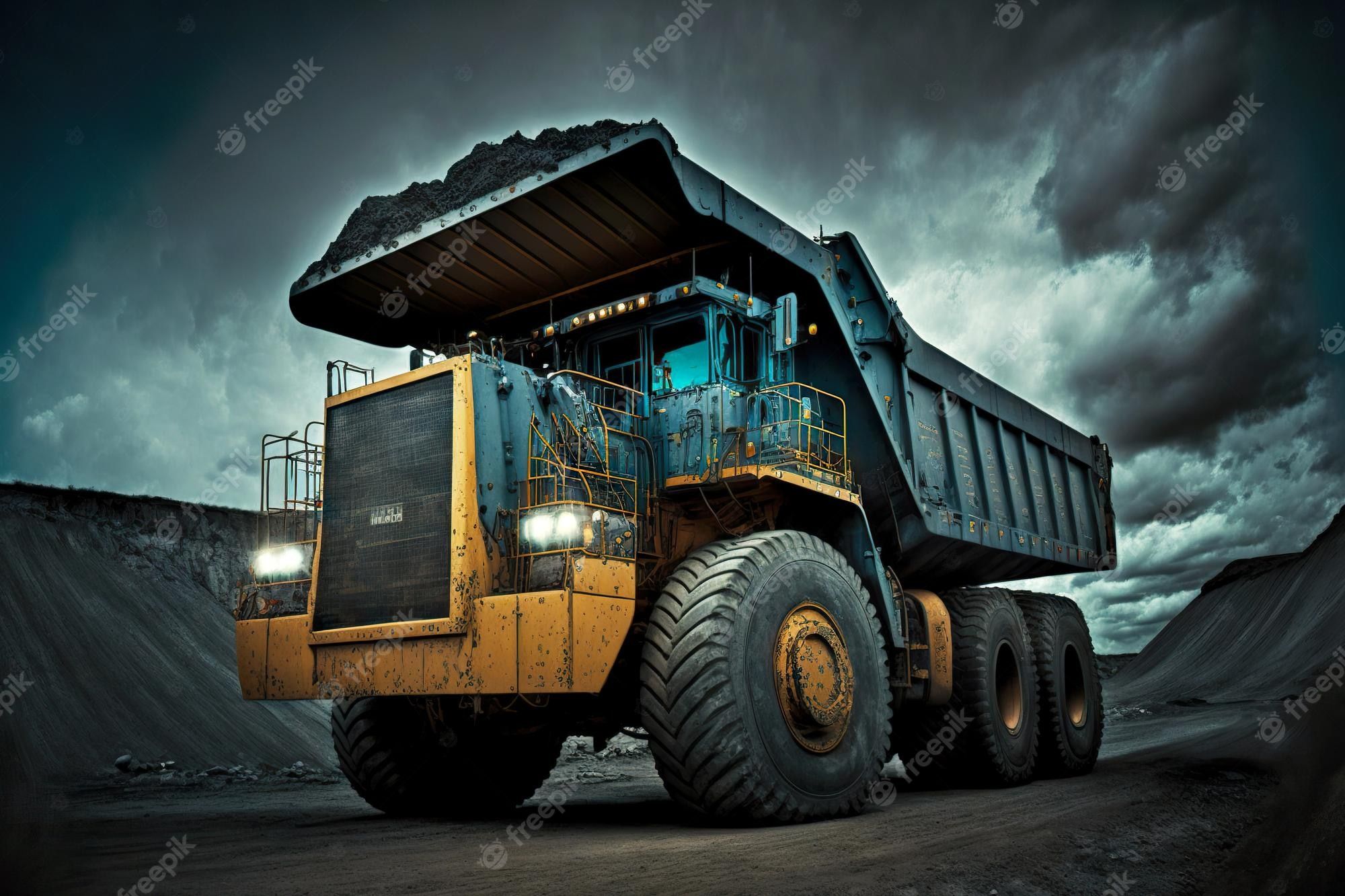 2000x1333 Premium Photo. Dump truck working at coal mining industry area