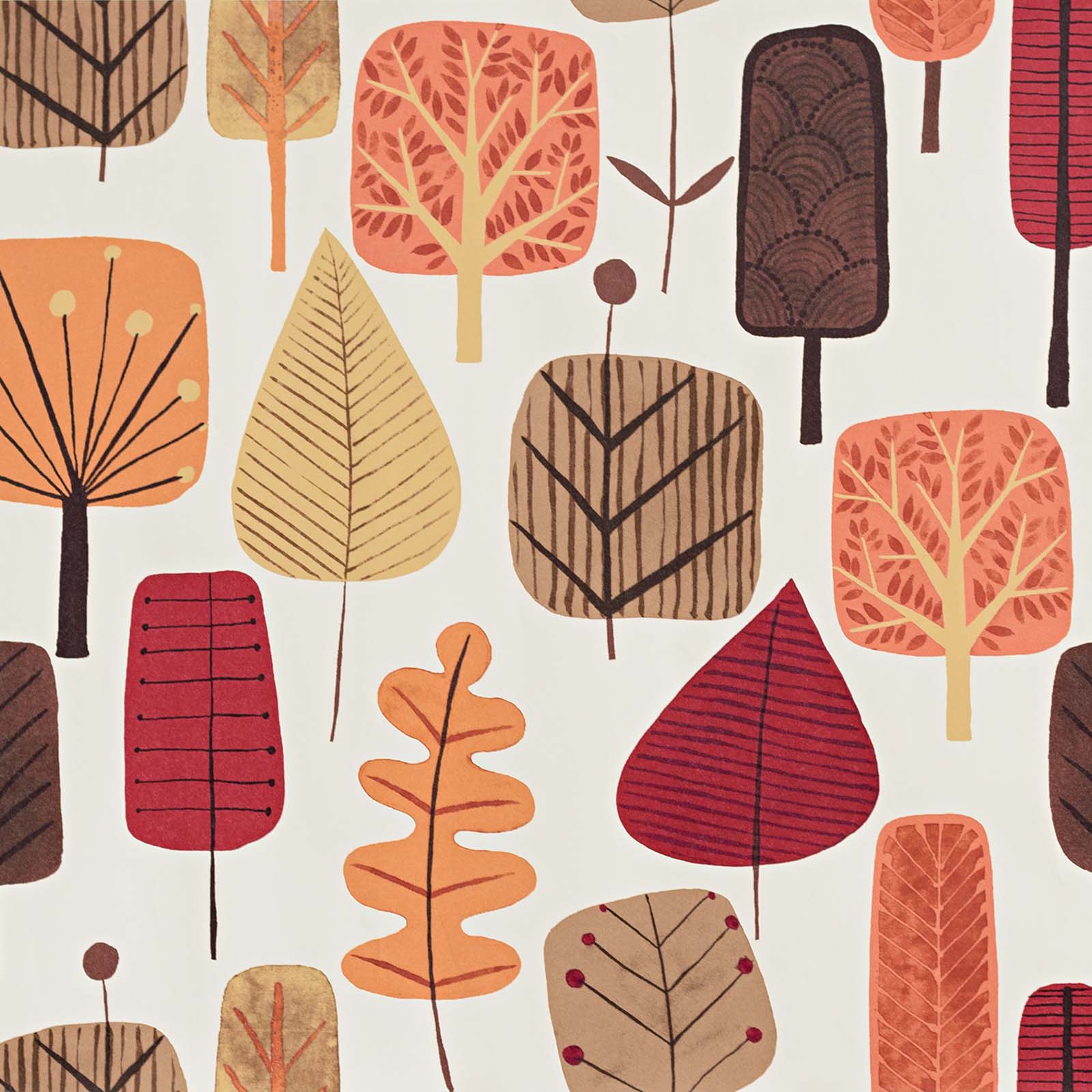 1600x1600 Retro Scandinavian wood Wallpaper tree leaf fall orange