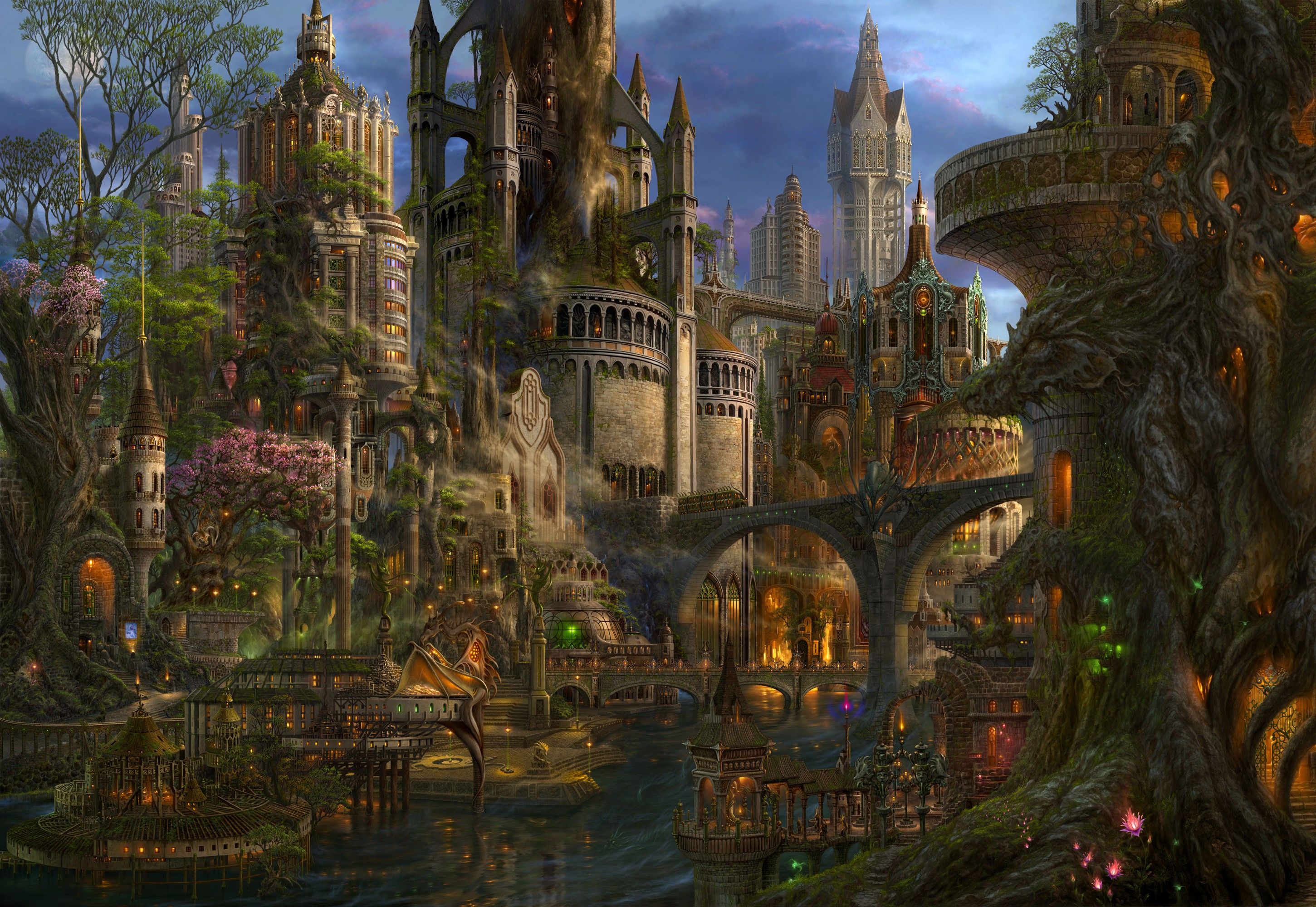 2901x2000 fantasy city, fantasy art Gallery HD Wallpaper