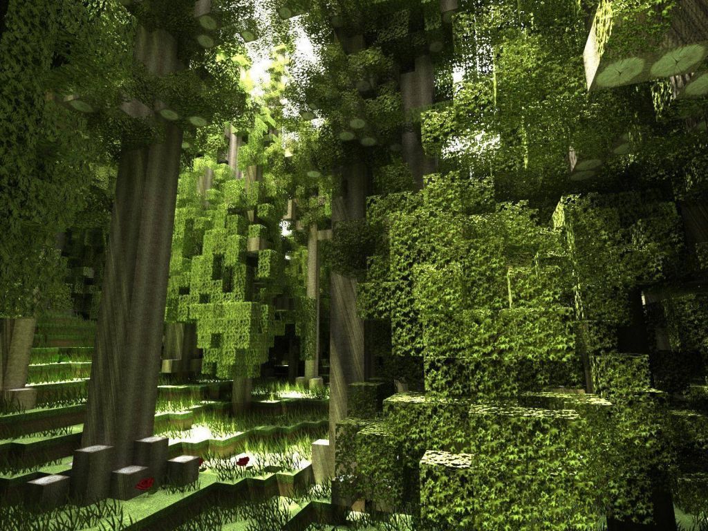 1024x768 Minecraft Forest wallpaper. Landscape wallpaper, Minecraft wallpaper, Forest landscape