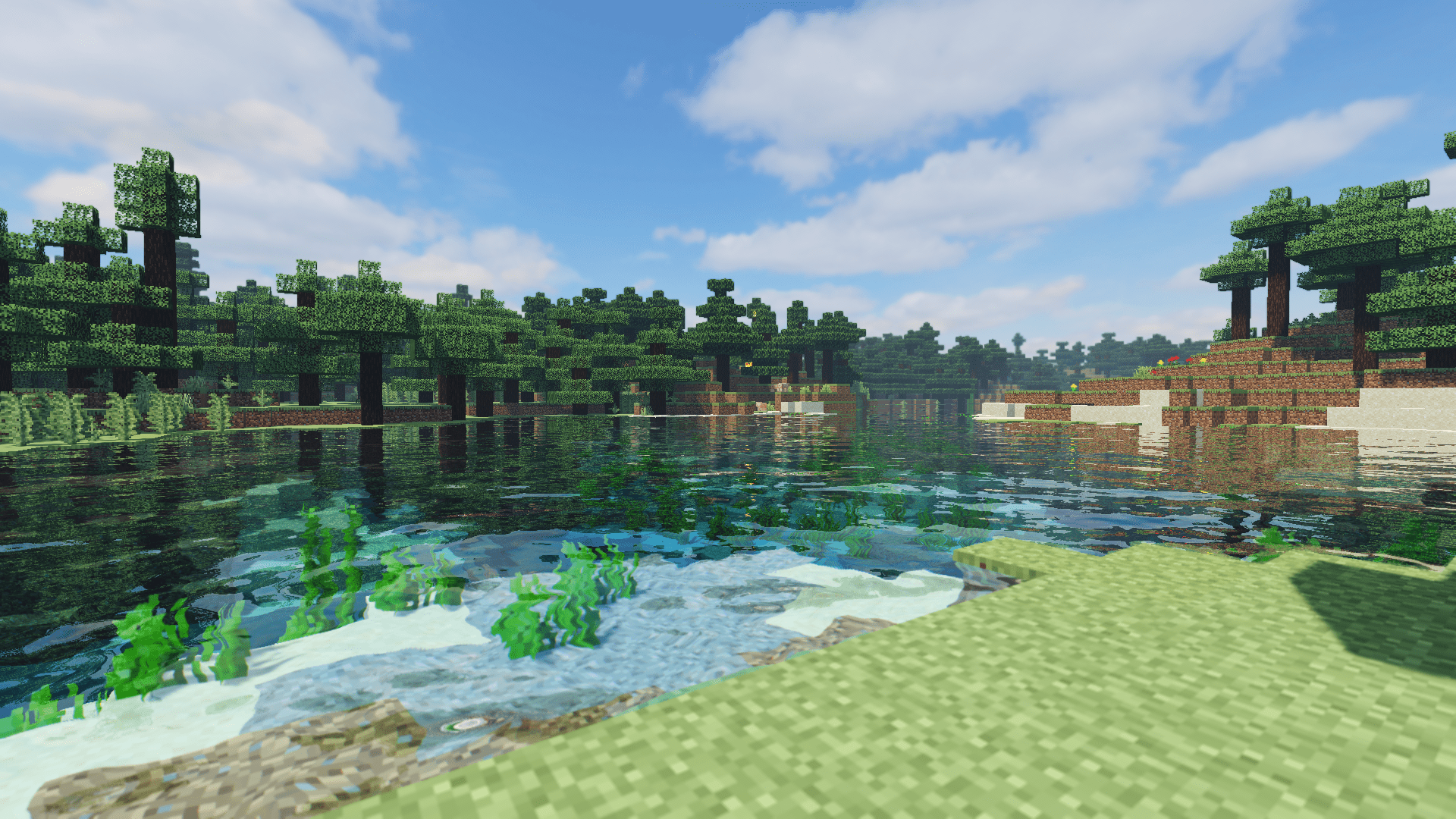 1920x1080 Free download Minecraft Plains Shaders Trees Forest Water Lake Wallpaper [1920x1080] for your Desktop, Mobile & Tablet. Explore Minecraft Plains Wallpaper. Minecraft Background Hd, Minecraft Background, Minecraft HD Wallpaper