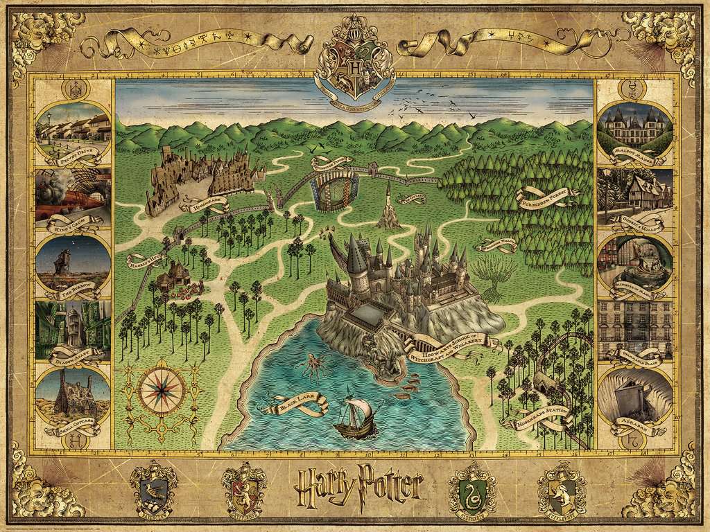 1024x768 Hogwarts Map. Adult Puzzles