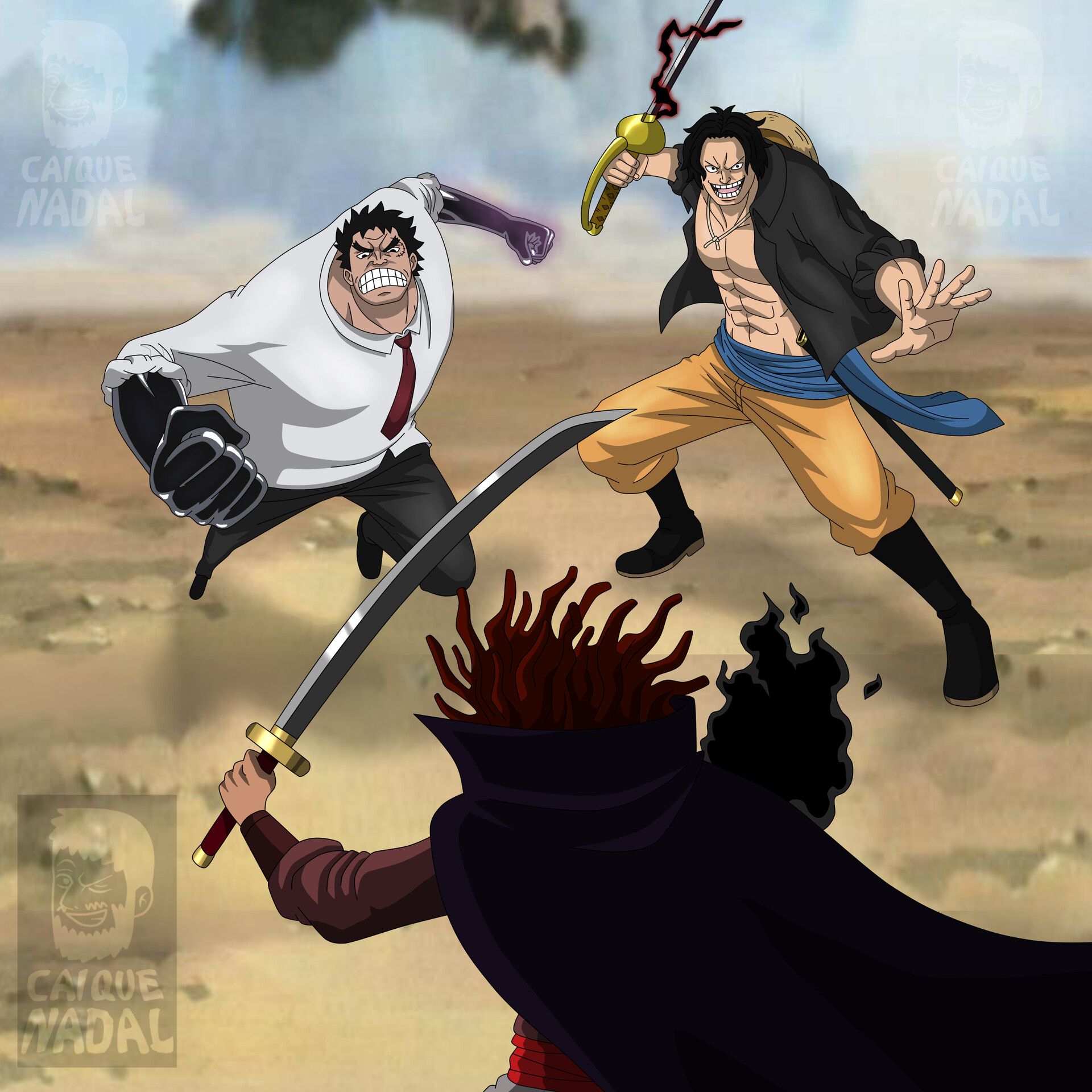 1920x1920 Monkey D. Garp and Gol D. Roger vs Rocks D. Xebec