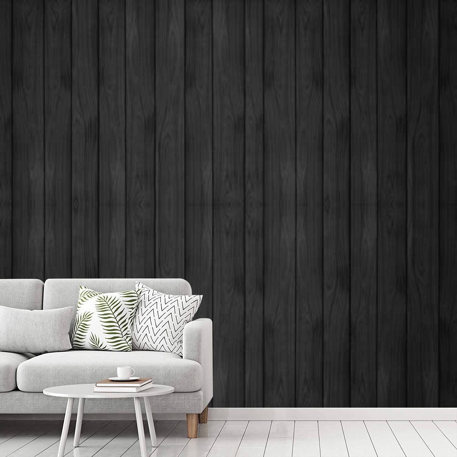 1500x1500 Peel and Stick Wallpaper Black Wood Texture Wood Self Adhesive Removable and Contact Paper for Room Home Bedroom Living Room Decoration Mural Wall Paper