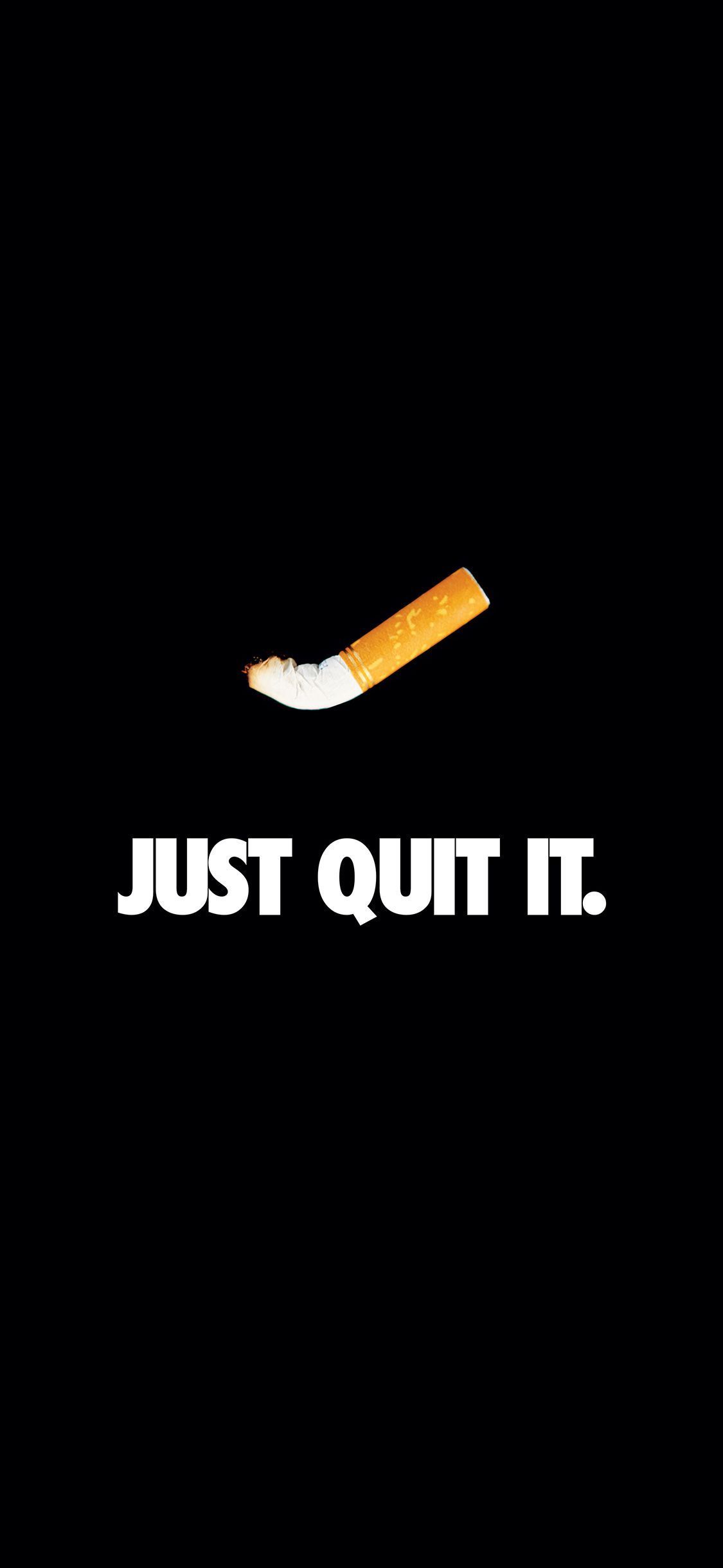 1125x2436 iPhone X wallpaper. just quit it nike smoking art minimal dark
