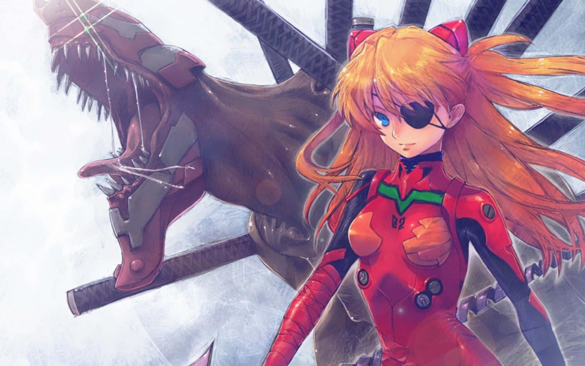 1920x1200 Download Asuka Langley Soryu in Battle Stance Wallpaper