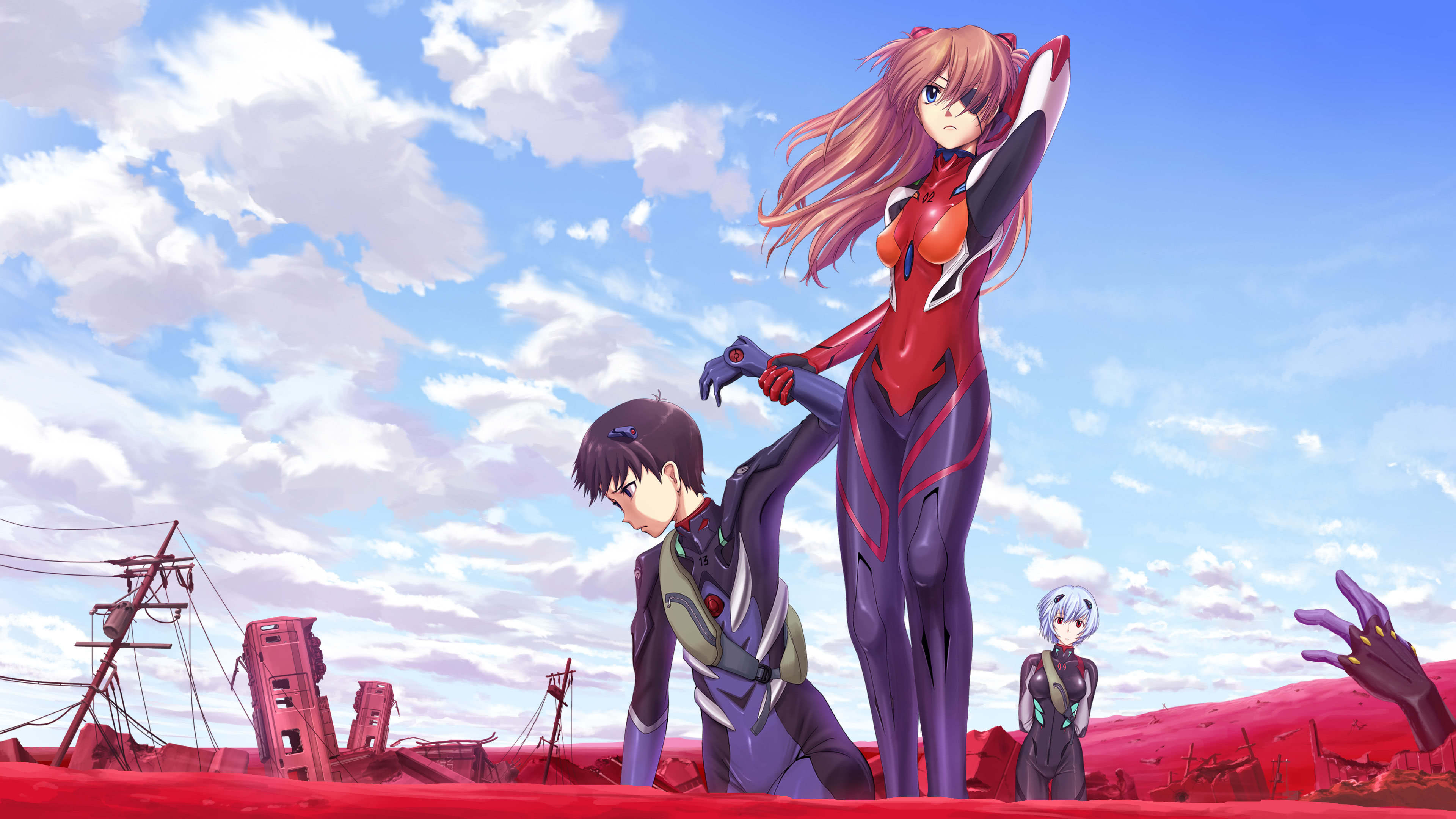 3840x2160 Neon Genesis Evangelion Rei Ayanami Asuka Langley UHD 4K Wallpaper