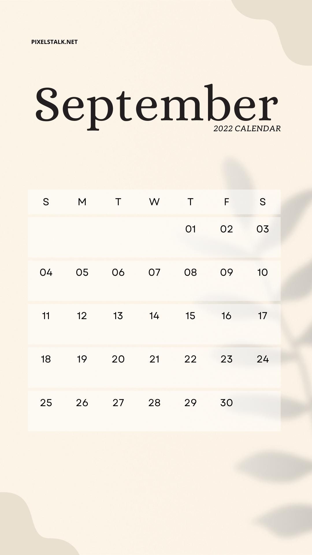1080x1920 September 2022 Calendar iPhone Wallpaper HD