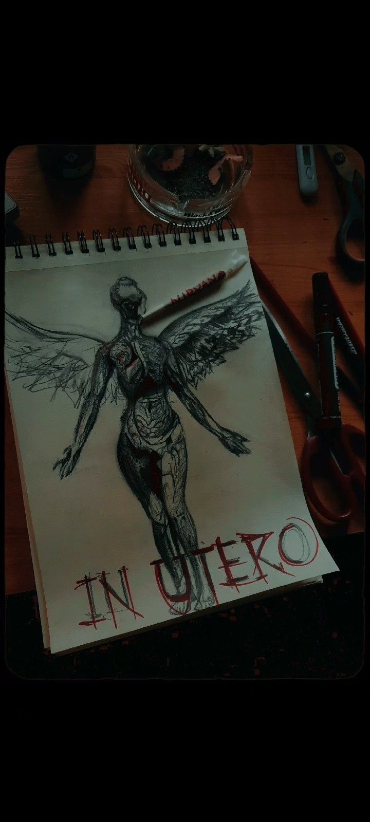720x1600 In utero drawing. Nirvana fan art, Nirvana wallpaper, Nirvana drawing