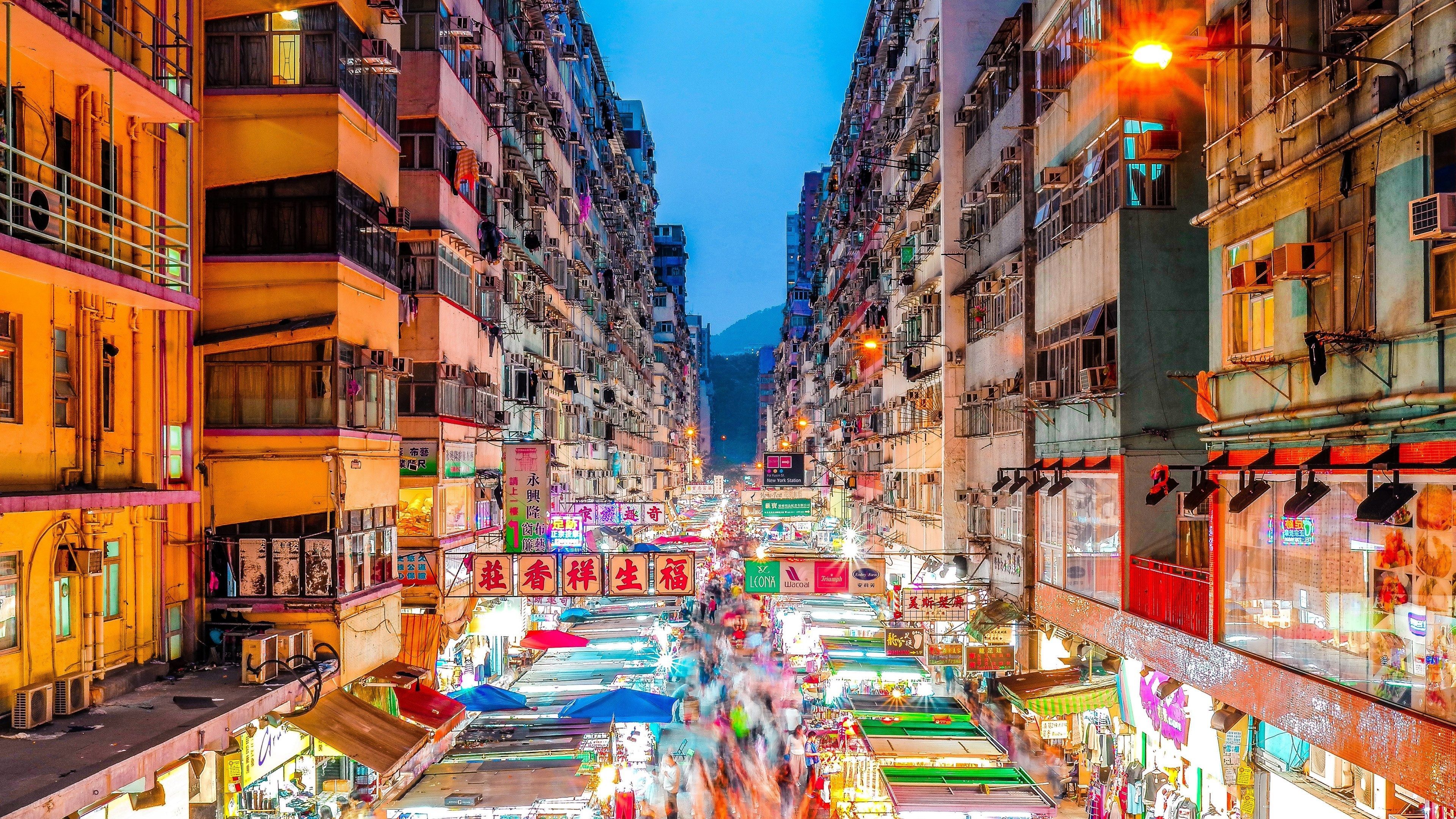 3840x2160 Wallpaper / mong kok night market 4k wallpaper free download