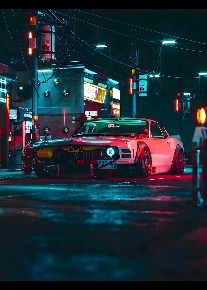 857x1200 JDM Car Neon Car' Poster