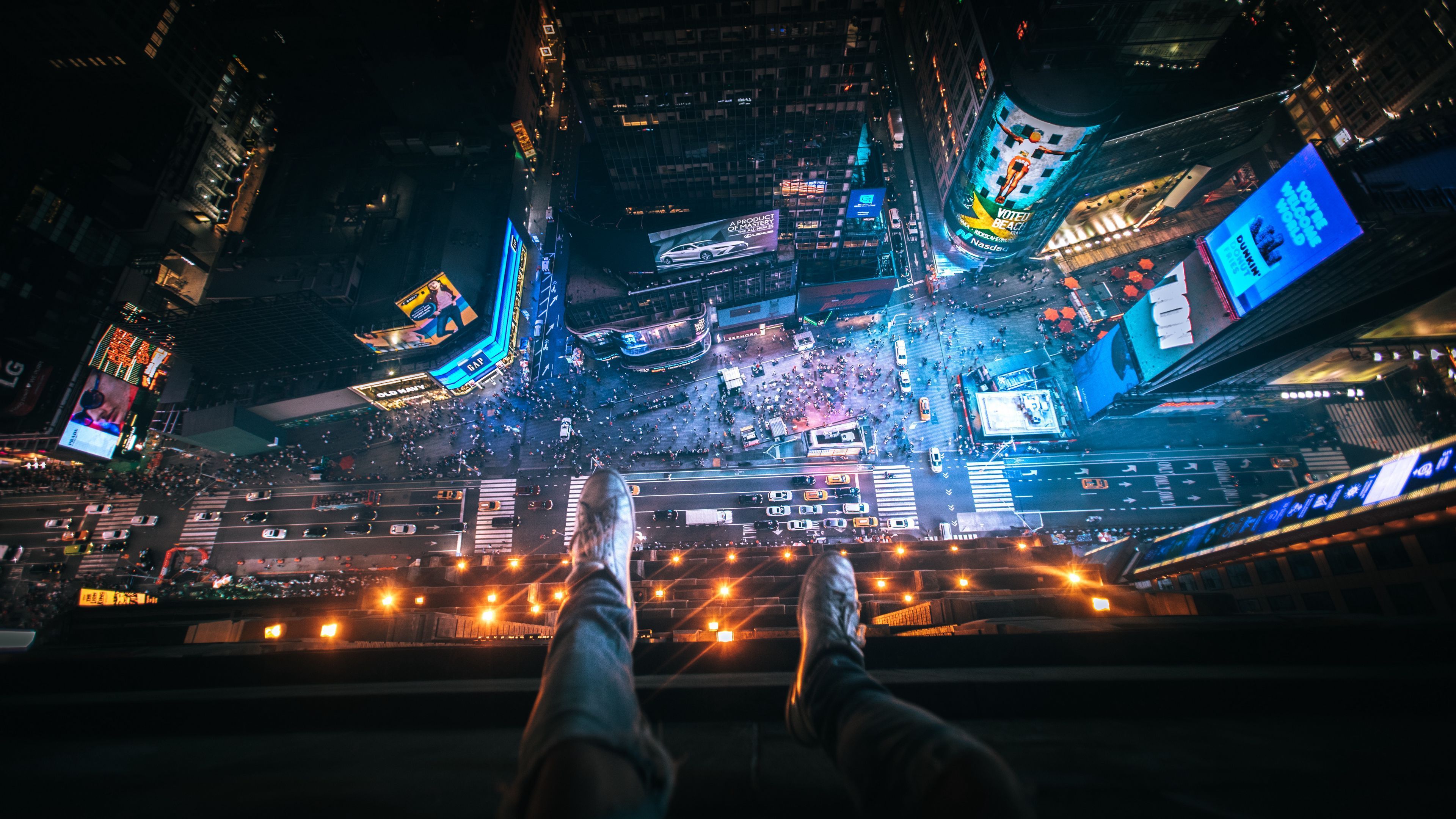 3840x2160 Wallpaper / aerial view, night city, feet, overview, new york, united states, 4k free download