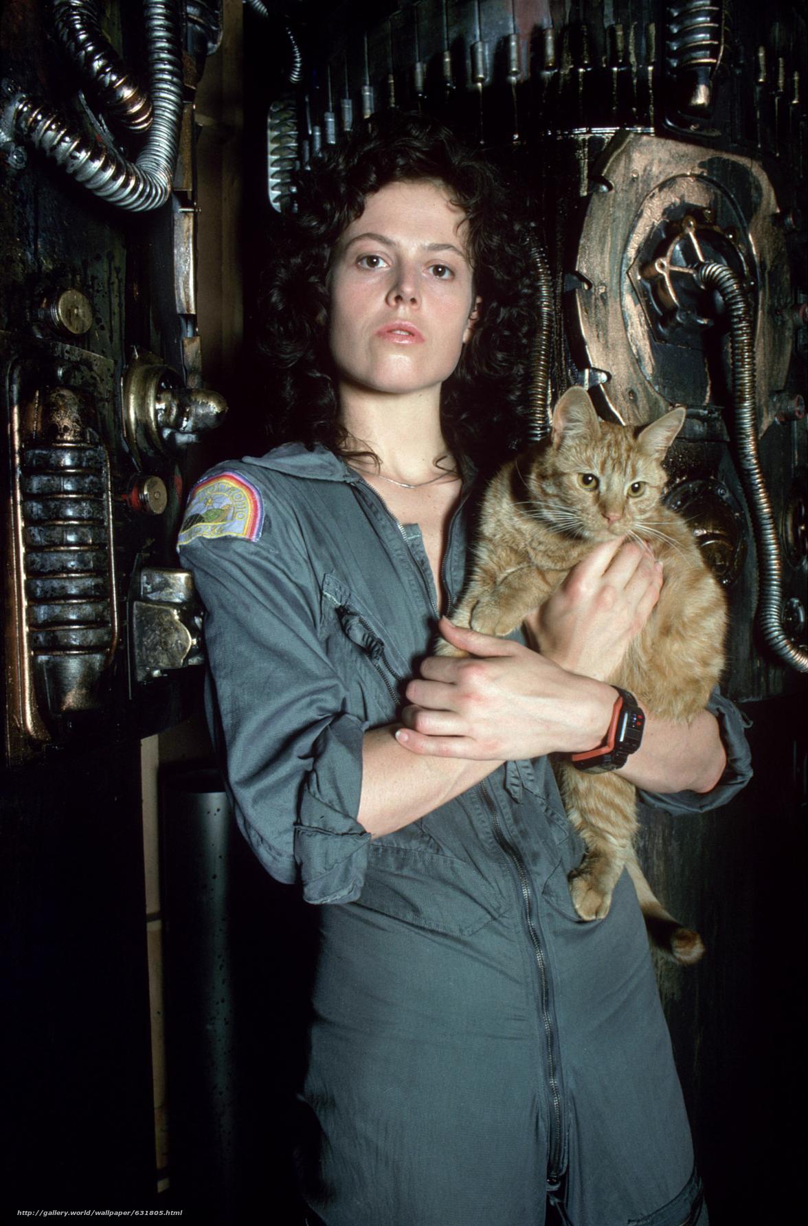 1176x1785 Download wallpaper Sigourney Weaver, Alien, cat free desktop wallpaper in the resolution 1176x1785