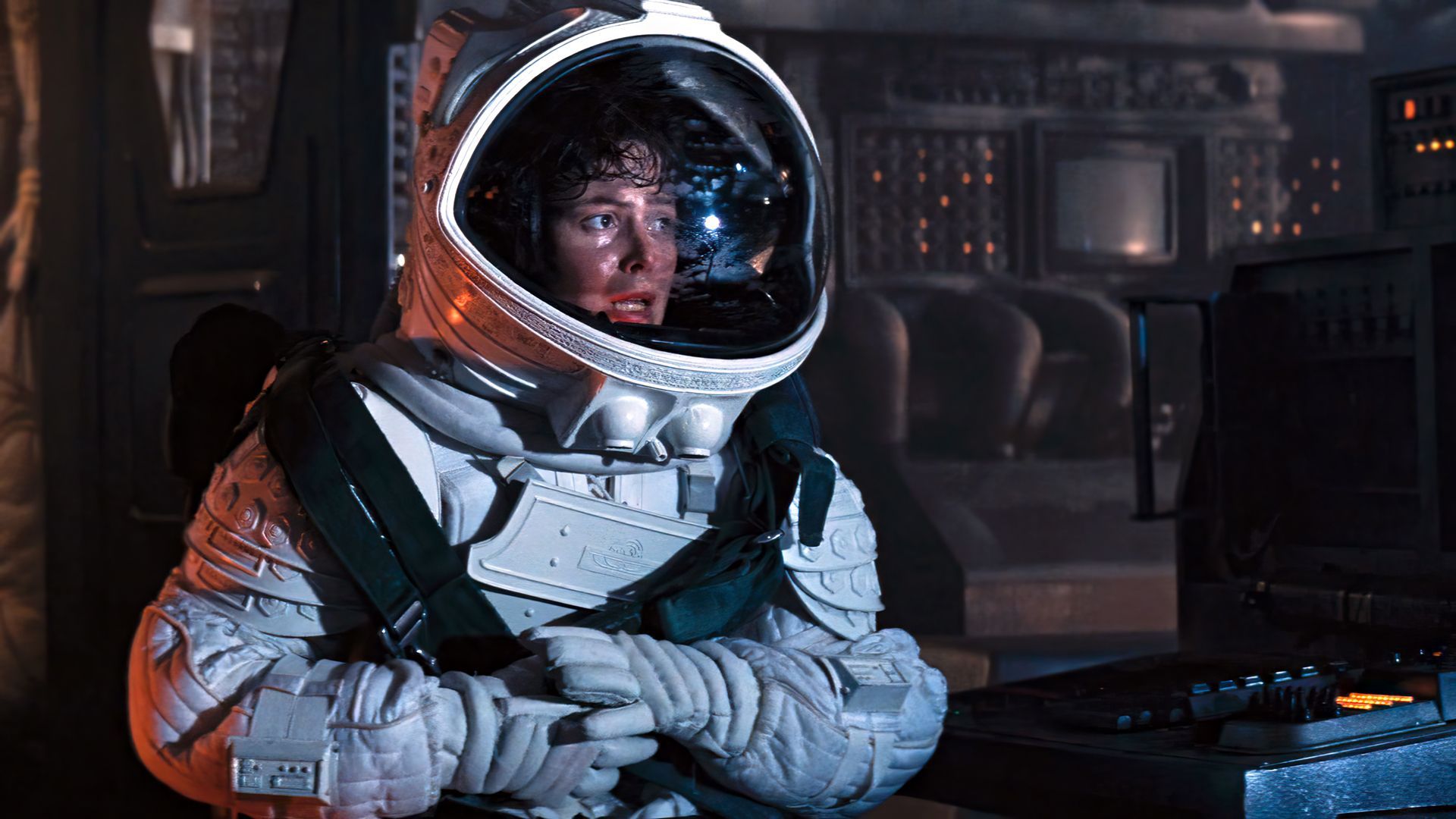1920x1080 Alien Movie Ellen Ripley Sigourney Weaver Actress Movies Film Stills Spacesuit Space Women Wallpaper:1920x1080