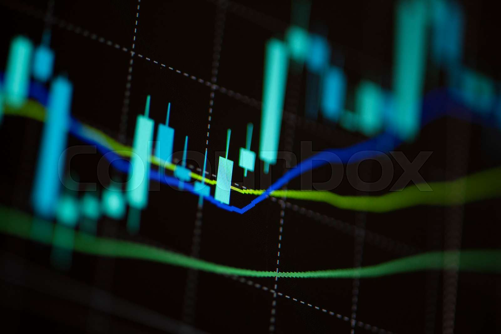 1600x1068 Stock graph charts on the stock market exchange price with investment of business financial digital background stick stock or forex trading indicator on computer monitor for investors