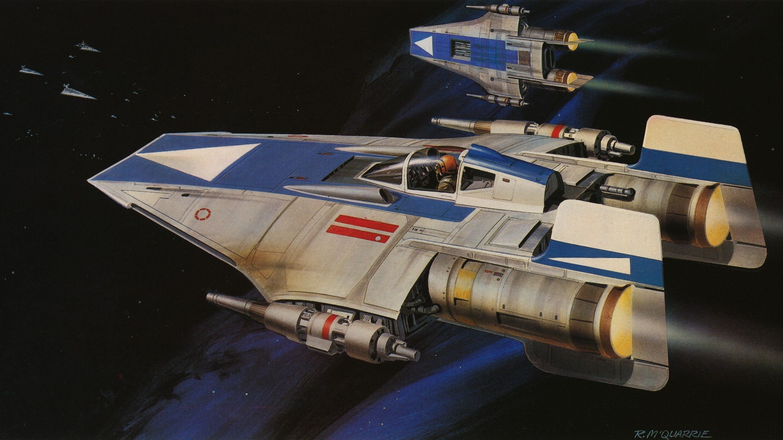 2560x1440 Ralph McQuarrie, A Wing, Artwork, Rebel Alliance, Spaceship, Star Wars Gallery HD Wallpaper
