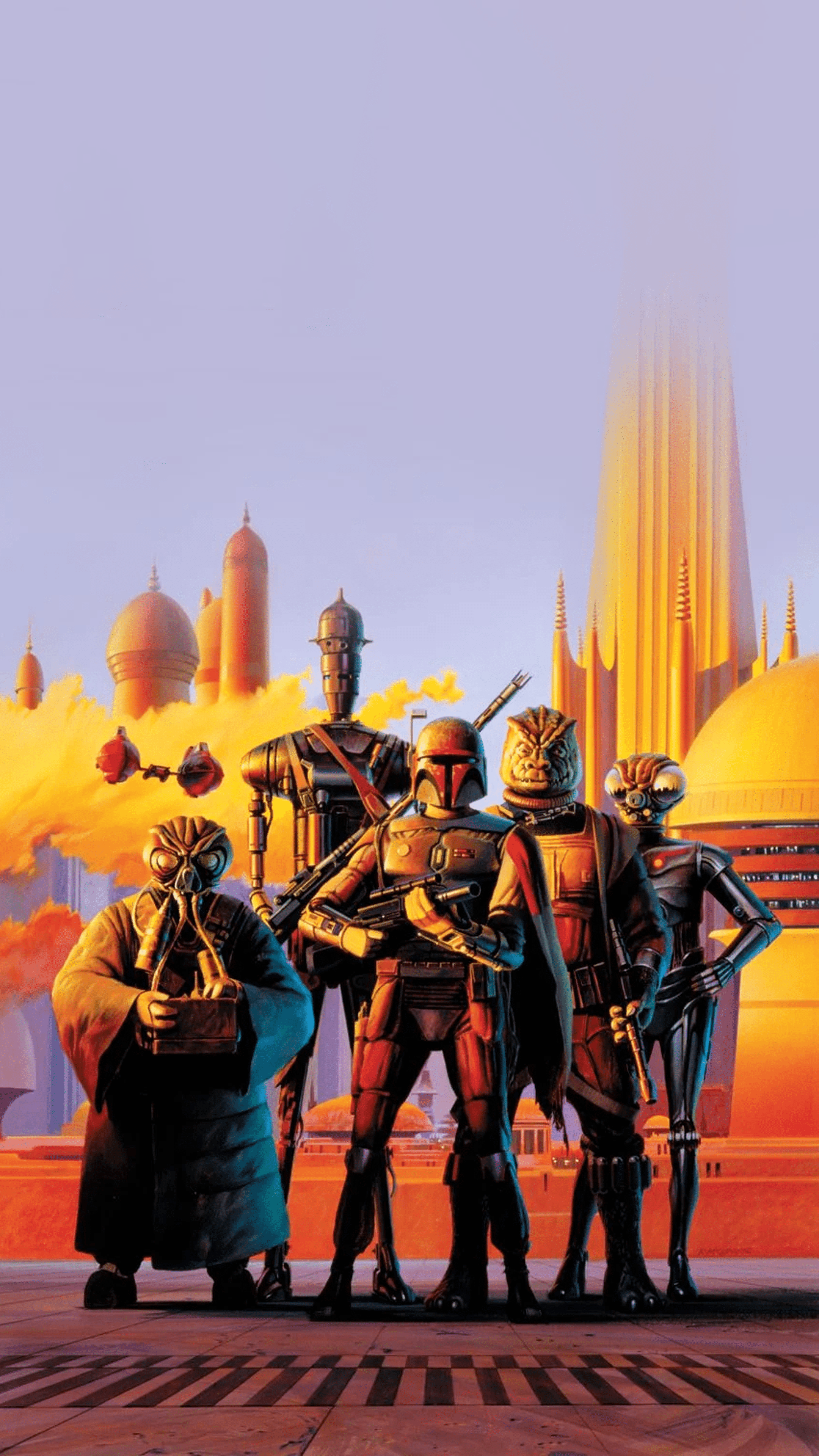 2160x3840 You would have seen Ralph Mcquarrie's Scourge of the Galaxy poster. I resized it to fit phone wallpaper dimensions and filled in the gaps