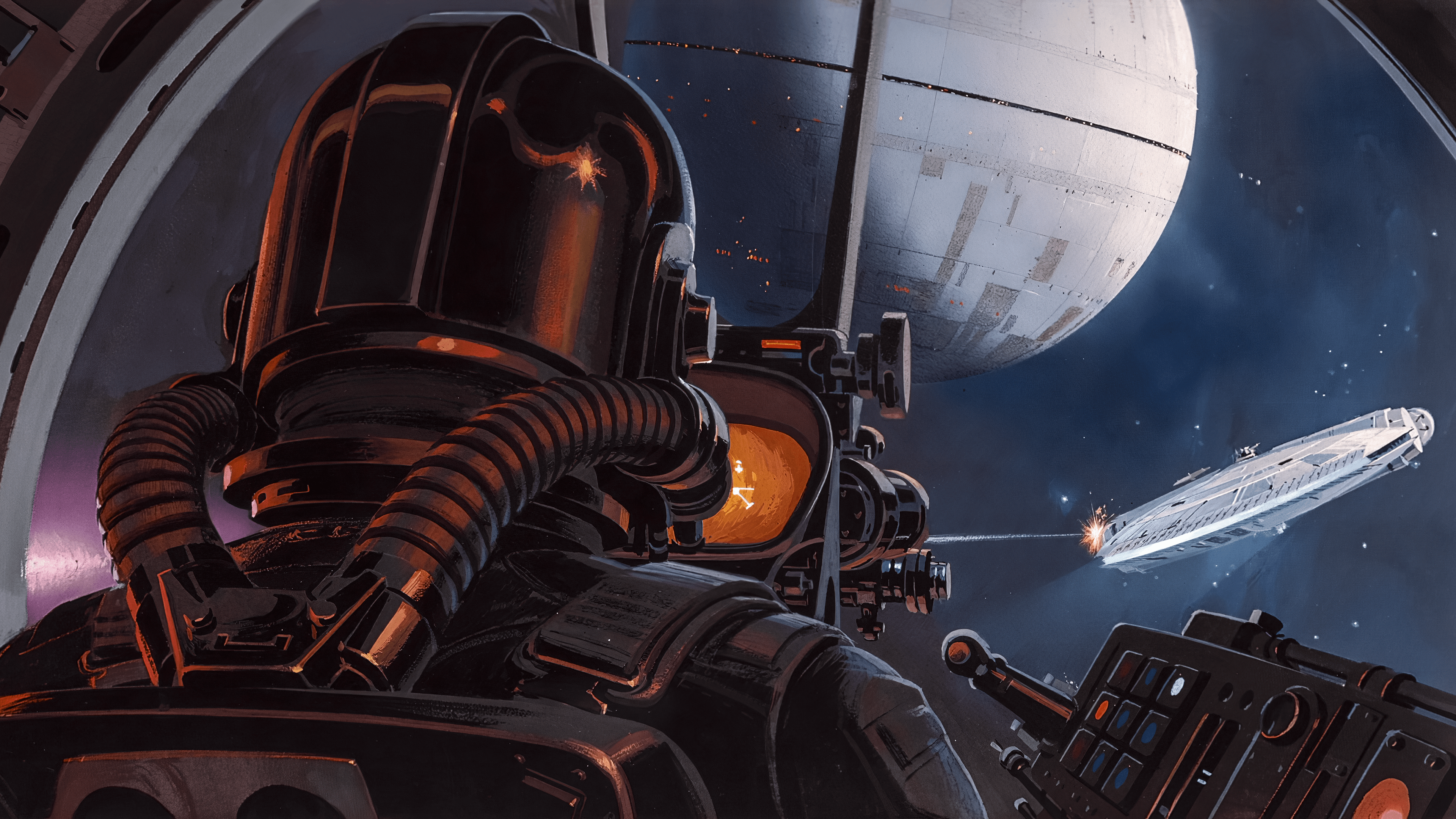 3840x2160 Battle Above the Death Star by Ralph McQuarrie [3840x2160]