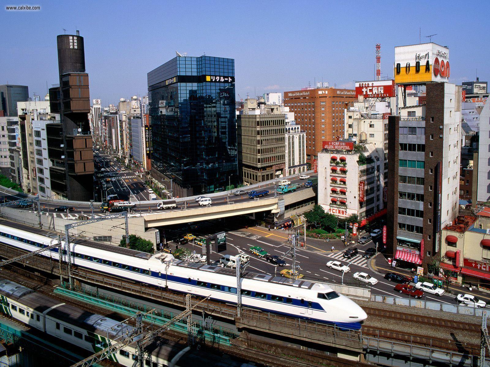 1600x1200 Buildings & City: Bullet Train Ginza District Tokyo Japan, desktop