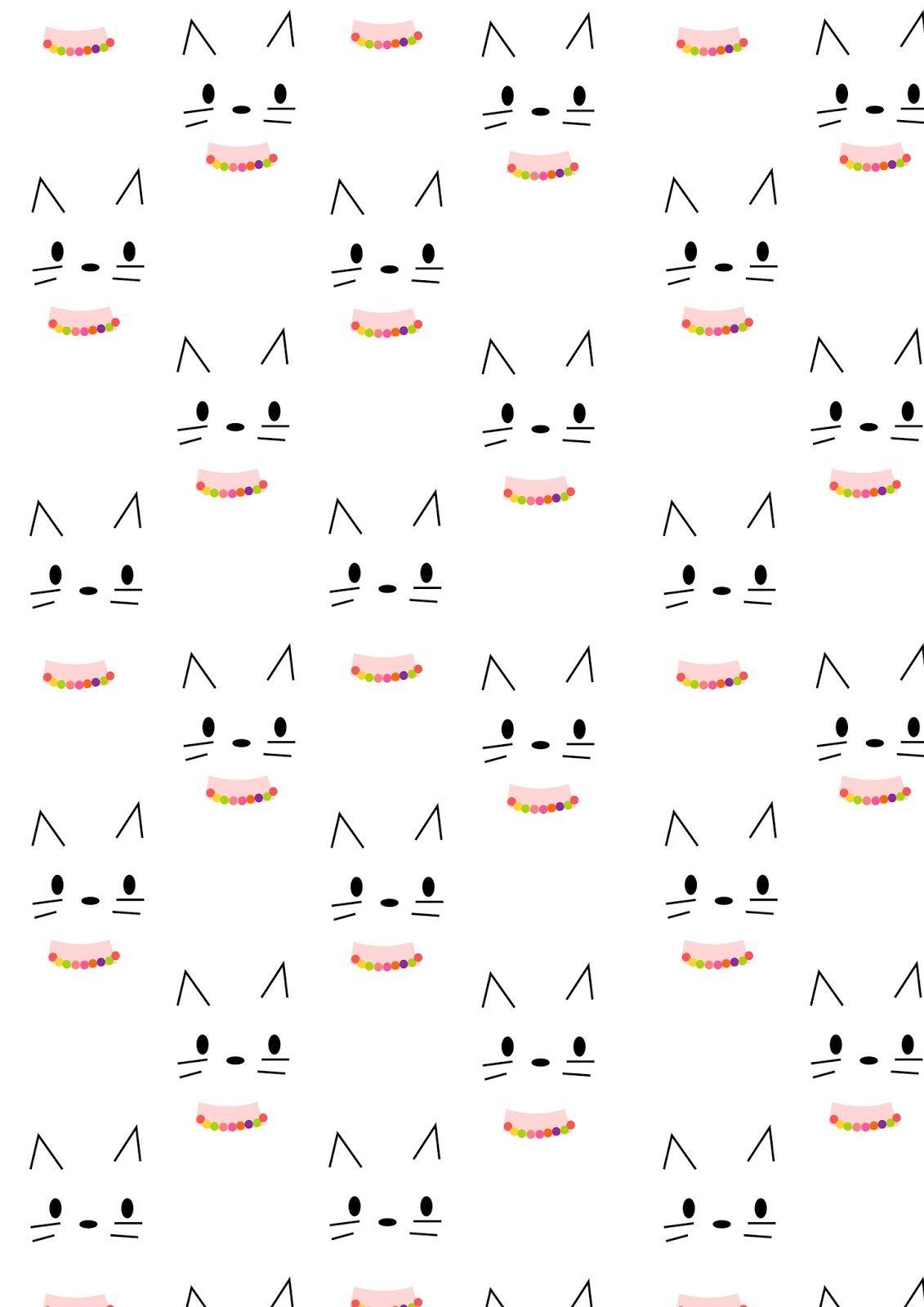 Download Kawaii Yellow Cute Cat Pattern Wallpaper  Wallpaperscom