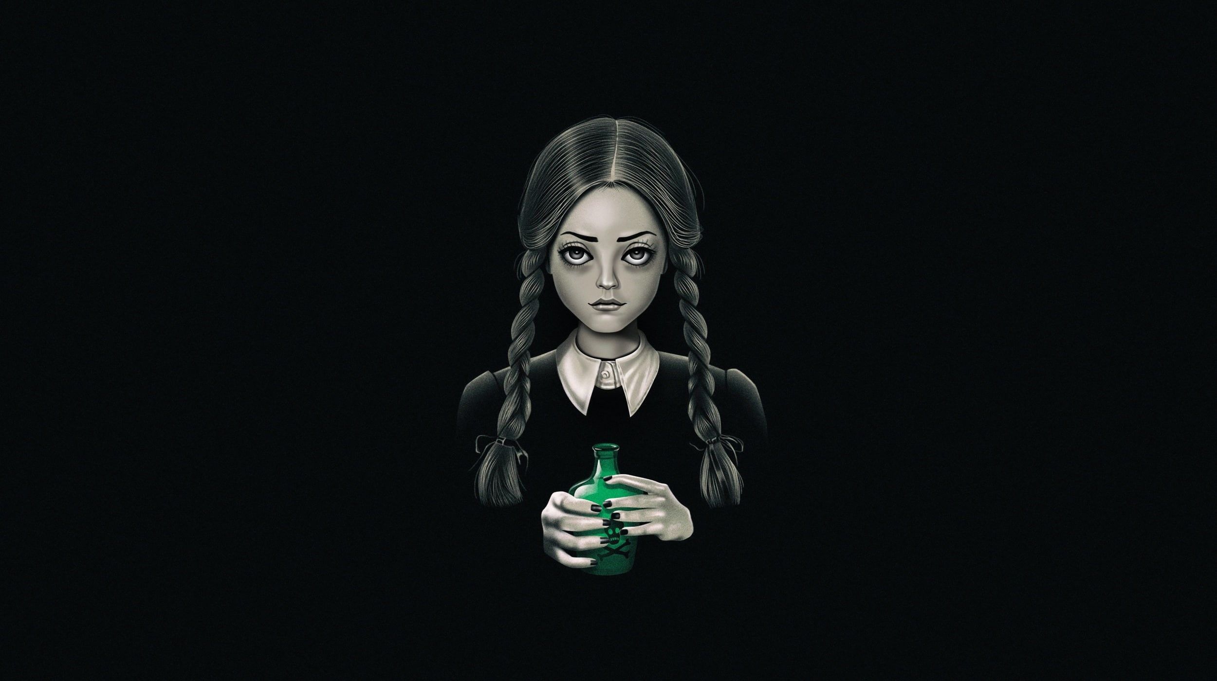 2500x1400 Wallpaper / The Addams Family, Figure, Vincent Trinidad, Wednesday Addams, Minimalism, Addams, It's Wednesday Addams, by Vincenttrinidad, 1080P, Art, by Vincent Trinidad free download