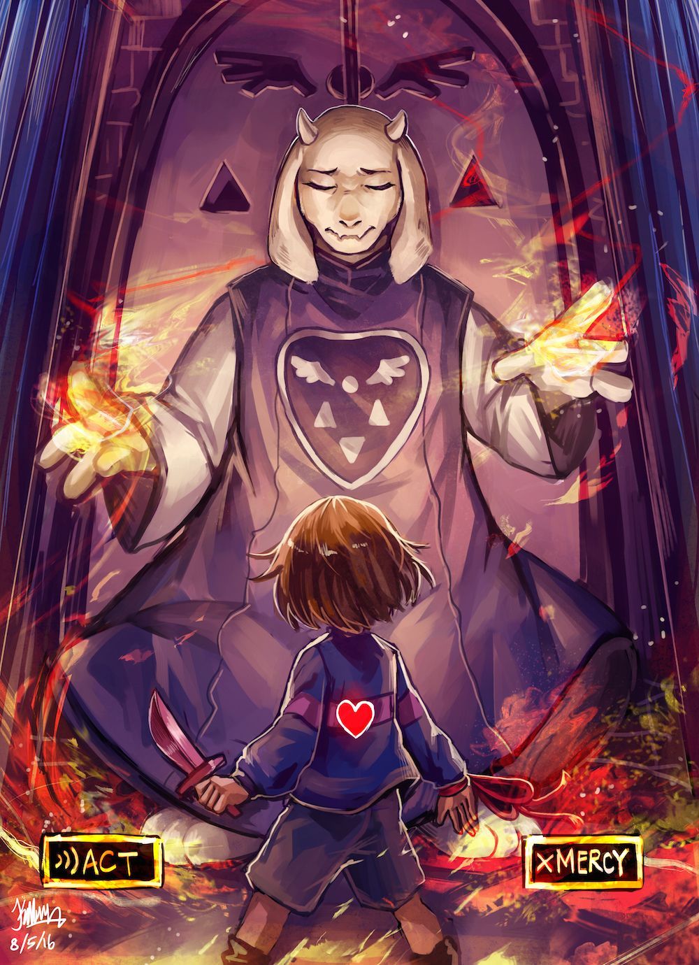 1000x1380 frisk and toriel (undertale) drawn