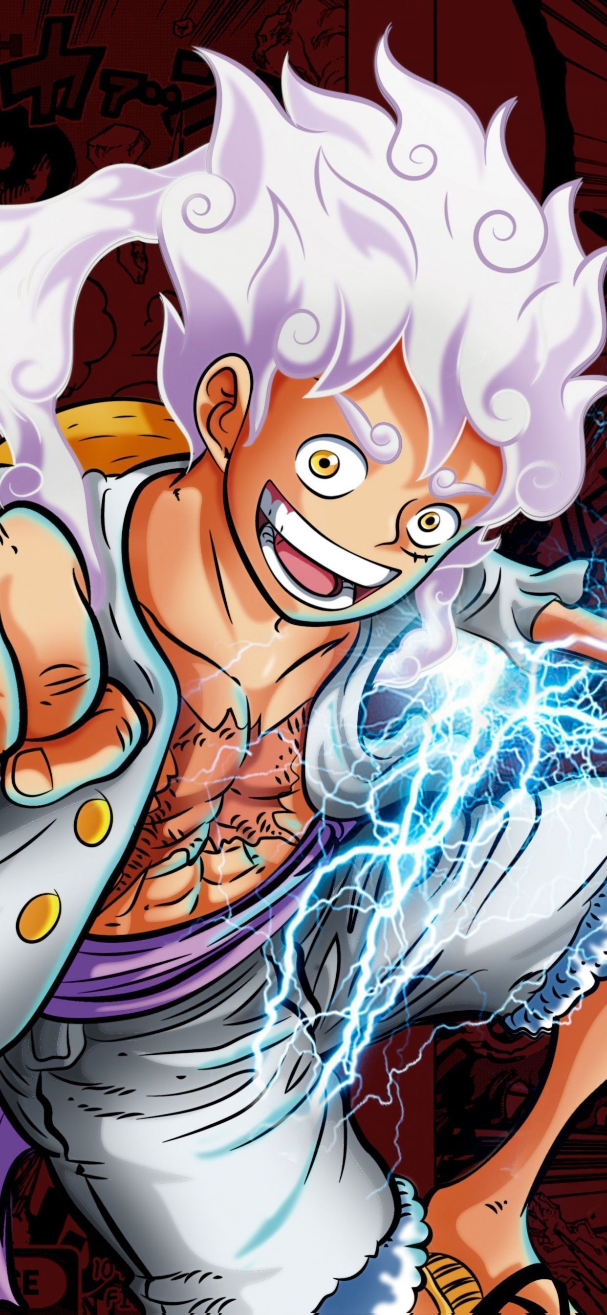 1242x2688 Gear 5 Wallpaper 4K, Luffy, One Piece