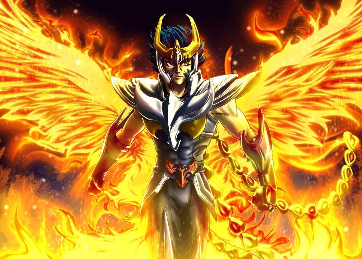 Saint Seiya Poster Phoenix Ikki Two Color Background Close Up 18inx12in