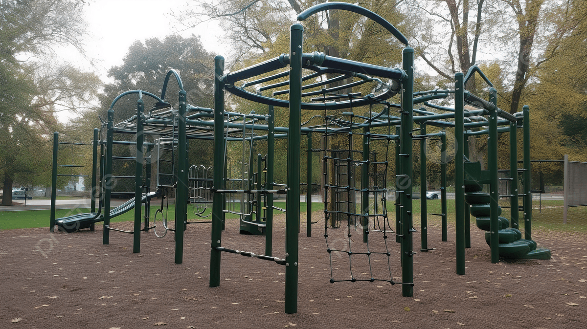 1200x673 Park Play Structure With An Obstacle Course Background, Picture Of Monkey Bars Background Image And Wallpaper for Free Download