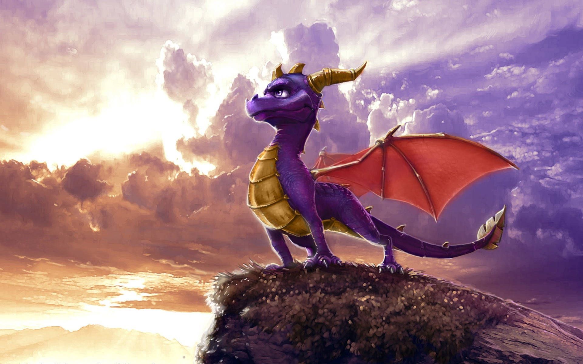 1920x1200 Download 3D Animated Dragon On A Cliff Wallpaper