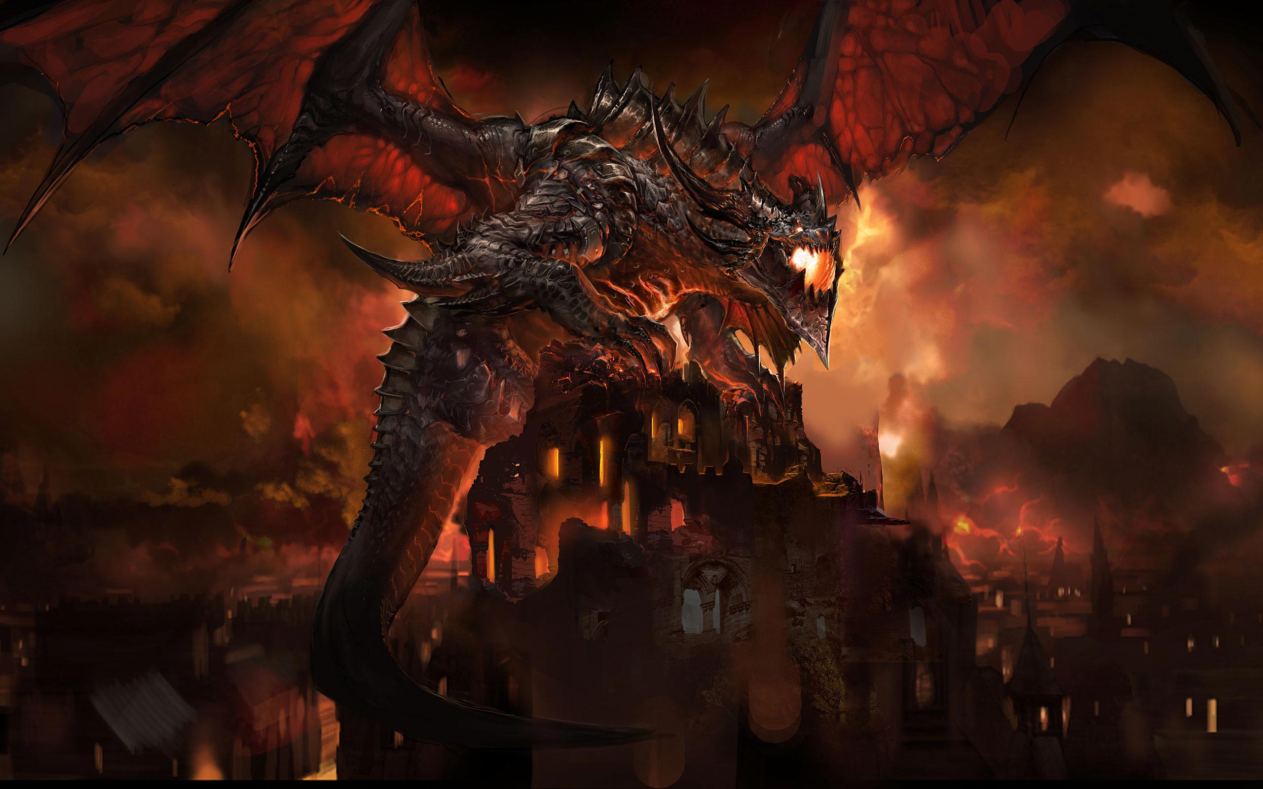 2560x1600 animated dragon breathing fire