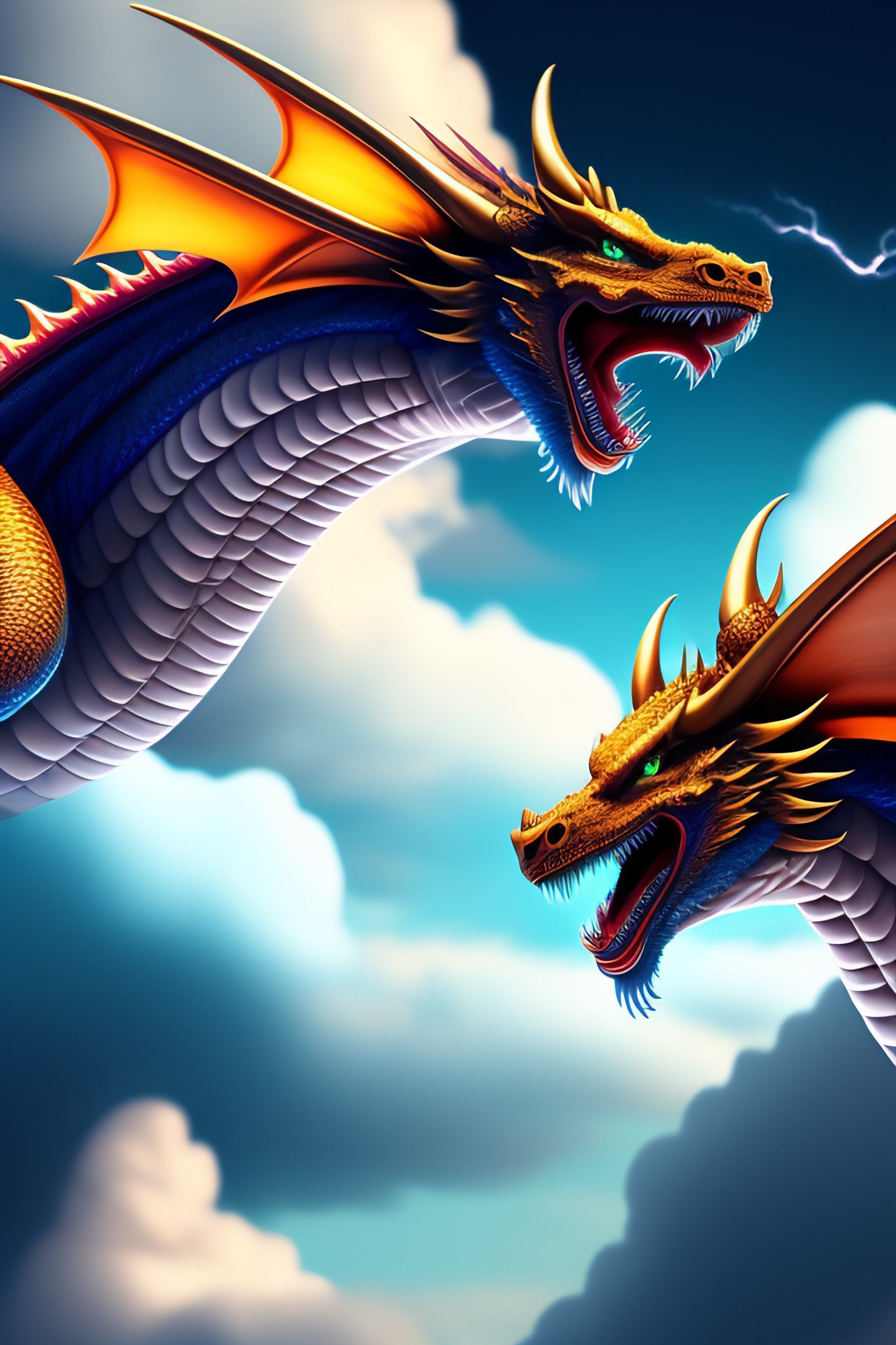 2048x3072 Lexica dragon flying background clouds and lightning