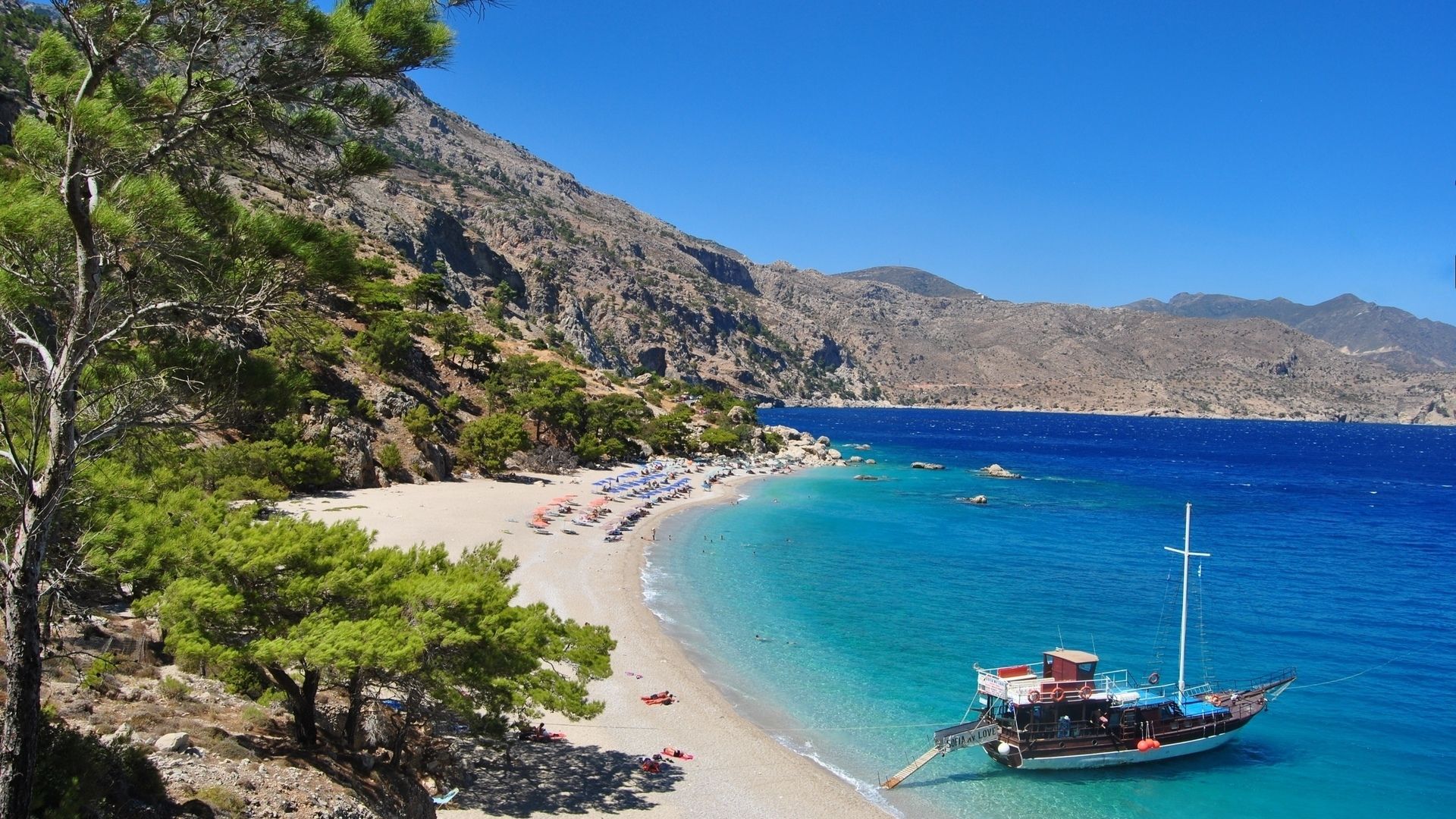 1920x1080 1920x1080 sea, beach, summer, yacht, Greece