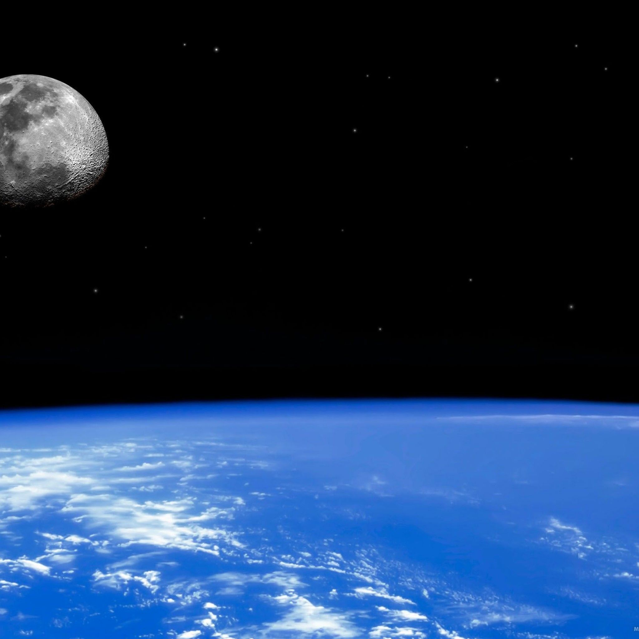 2048x2048 Earth and Moon Live Wallpaper