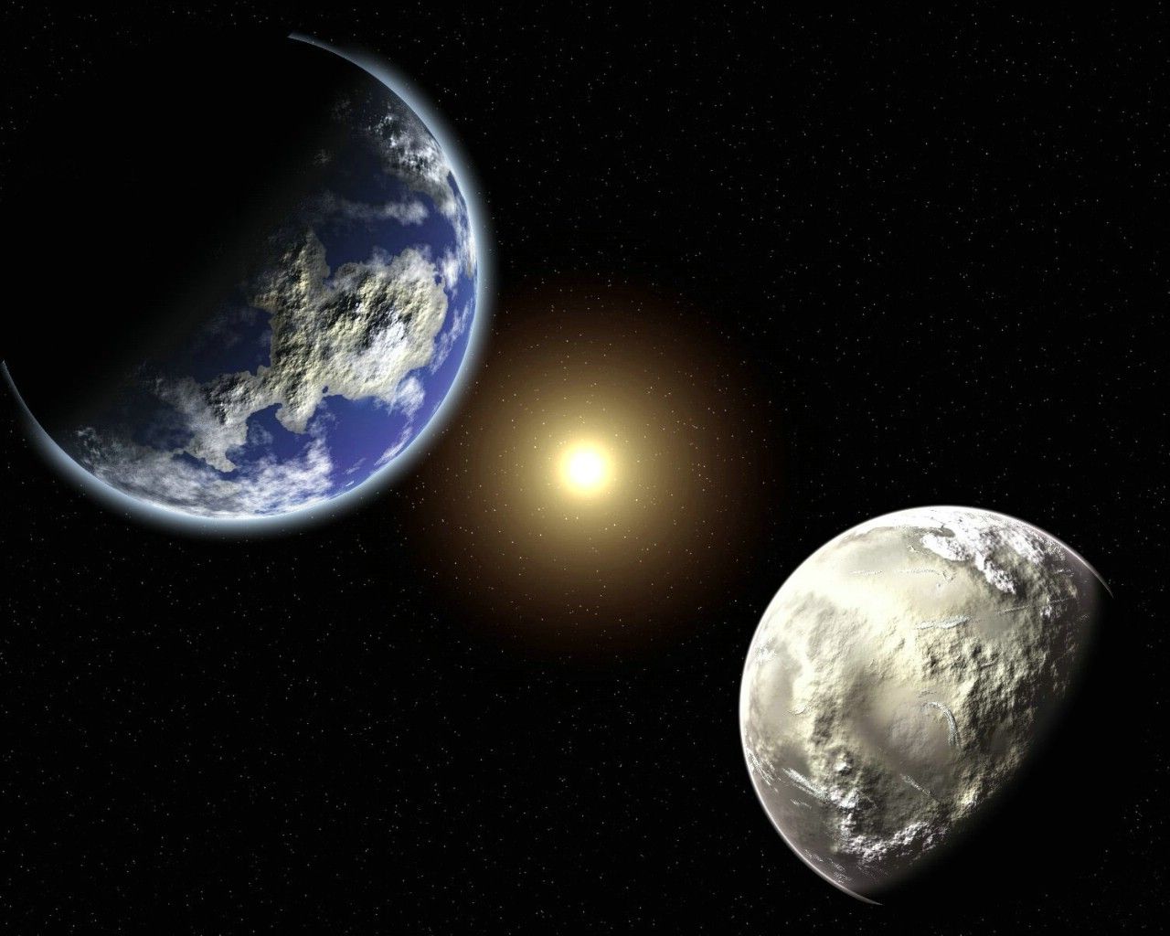 1280x1024 Earth and Moon Live Wallpaper