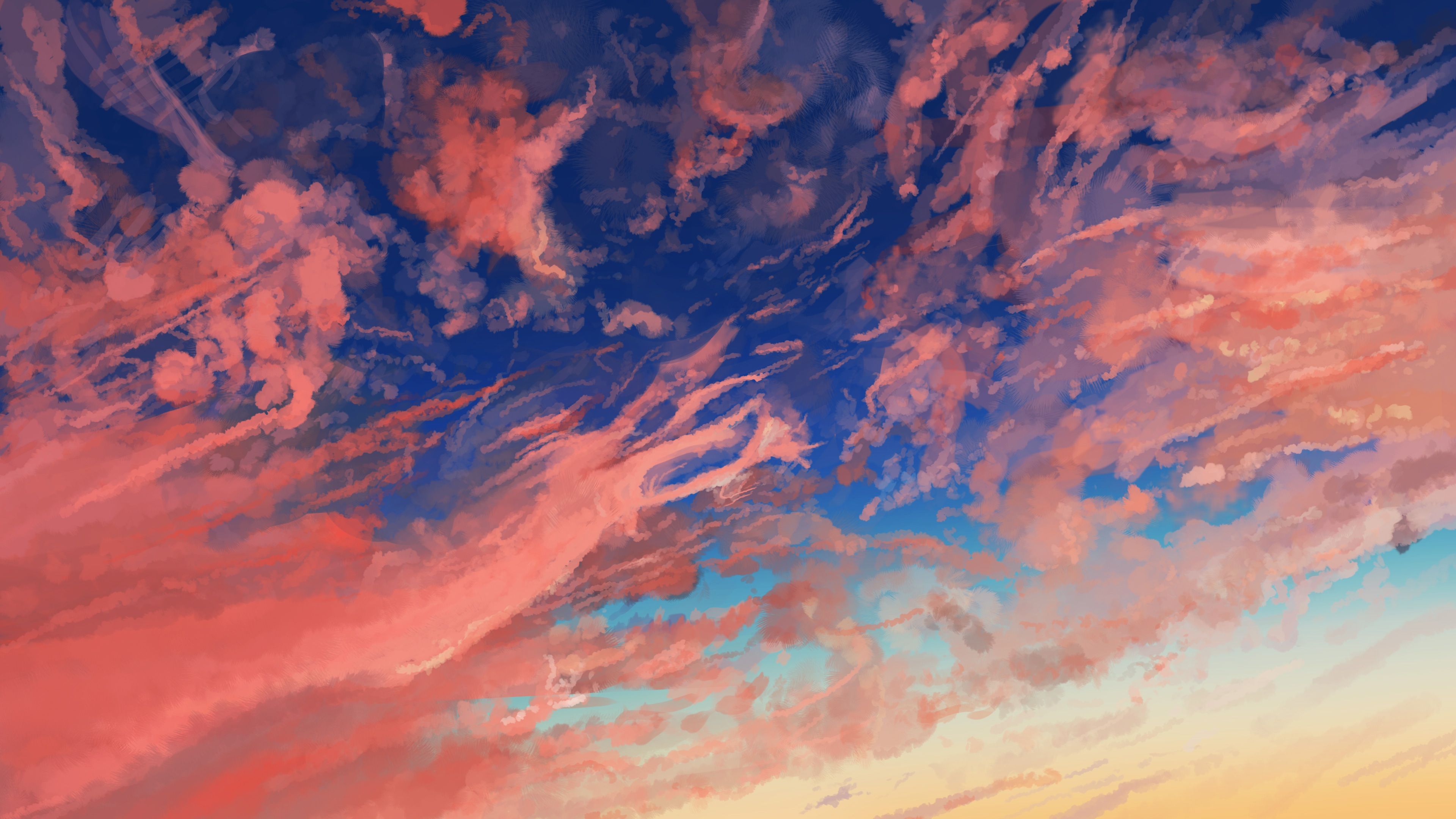 3840x2160 Cloud Sky Anime Sky Wallpaper, Hd Wallpaper, Digital Art Wallpaper, Cloud Wallpaper, Artwork Wallpaper, Artis. Sky Anime, Blue Sky Wallpaper, Anime Wallpaper