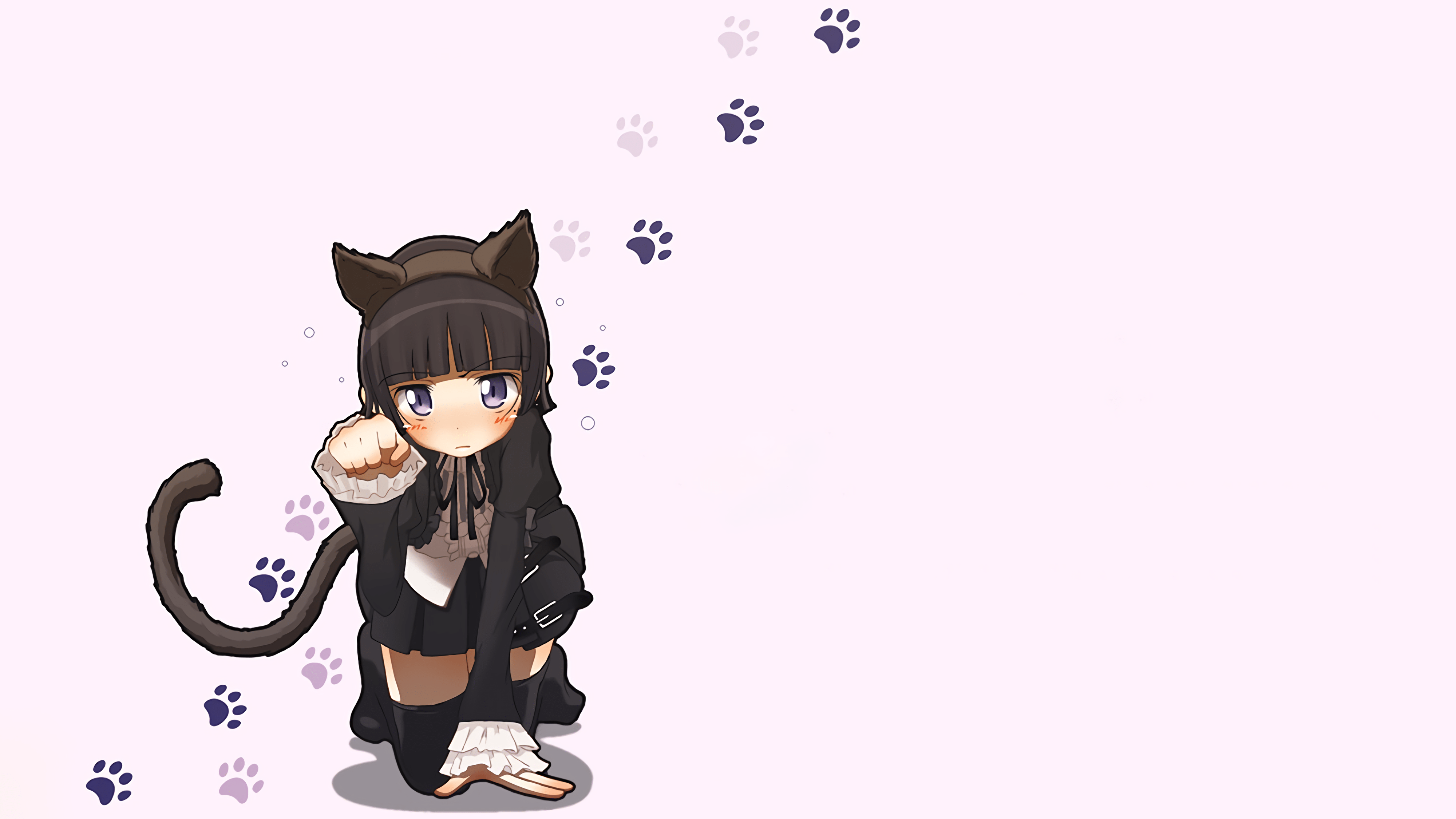 4000x2250 Wallpaper / simple background, anime girls, cat girl, cat ears free download