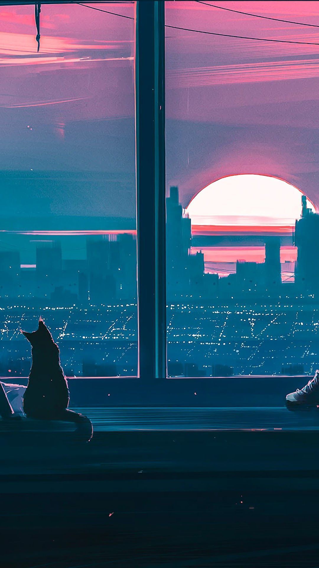 1080x1920 Anime, Girl, Cat, City, Scenery HD Gallery HD Wallpaper