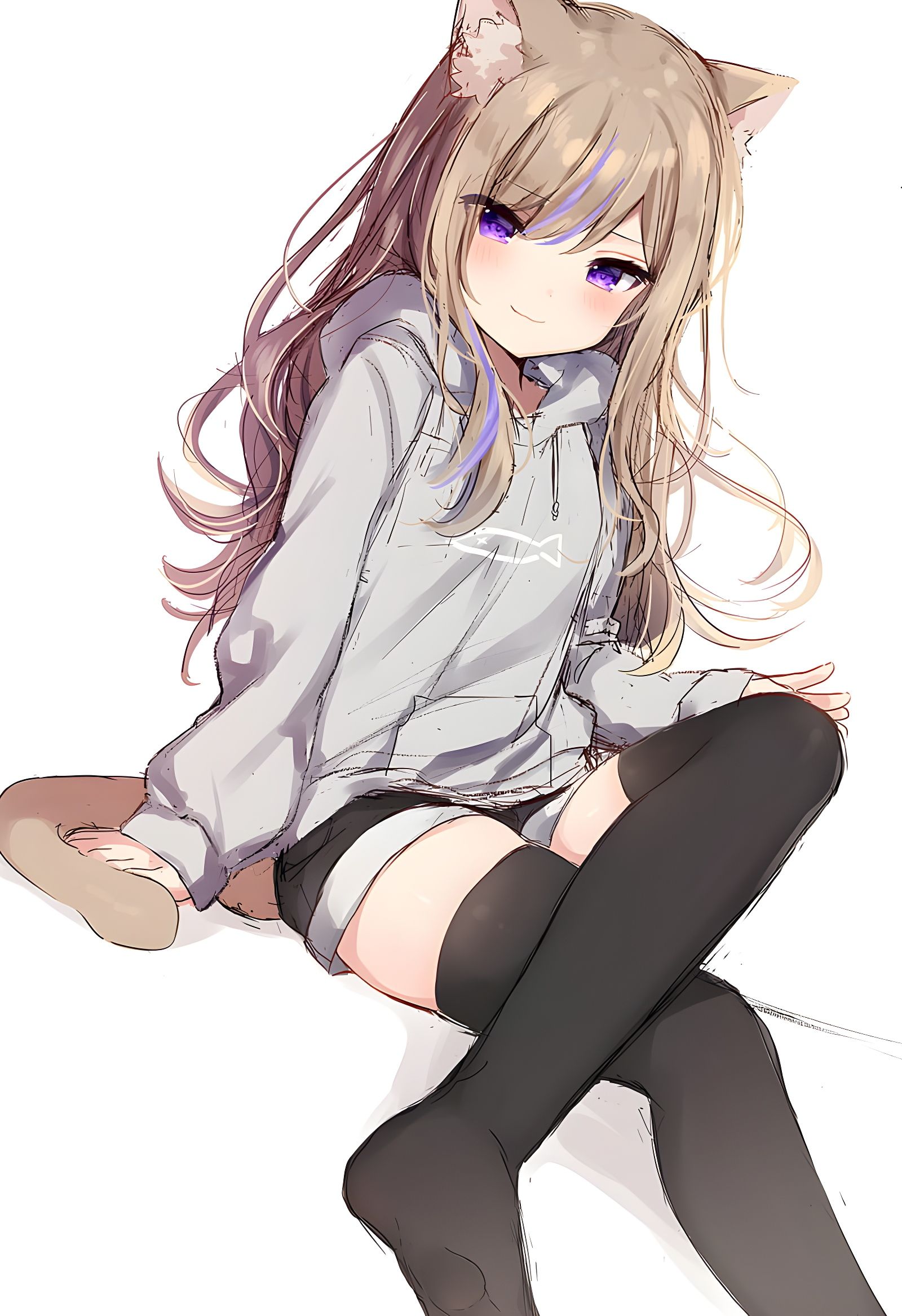 1600x2334 Cute anime cat girl Wallpaper Download