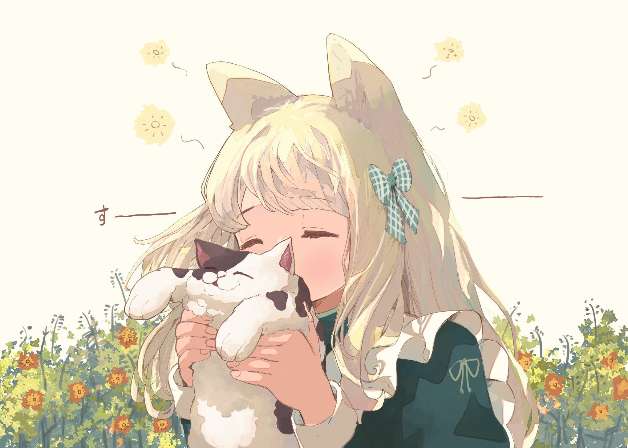 2039x1456 Anime Anime Girls Original Characters Cats Wallpaper:2039x1456