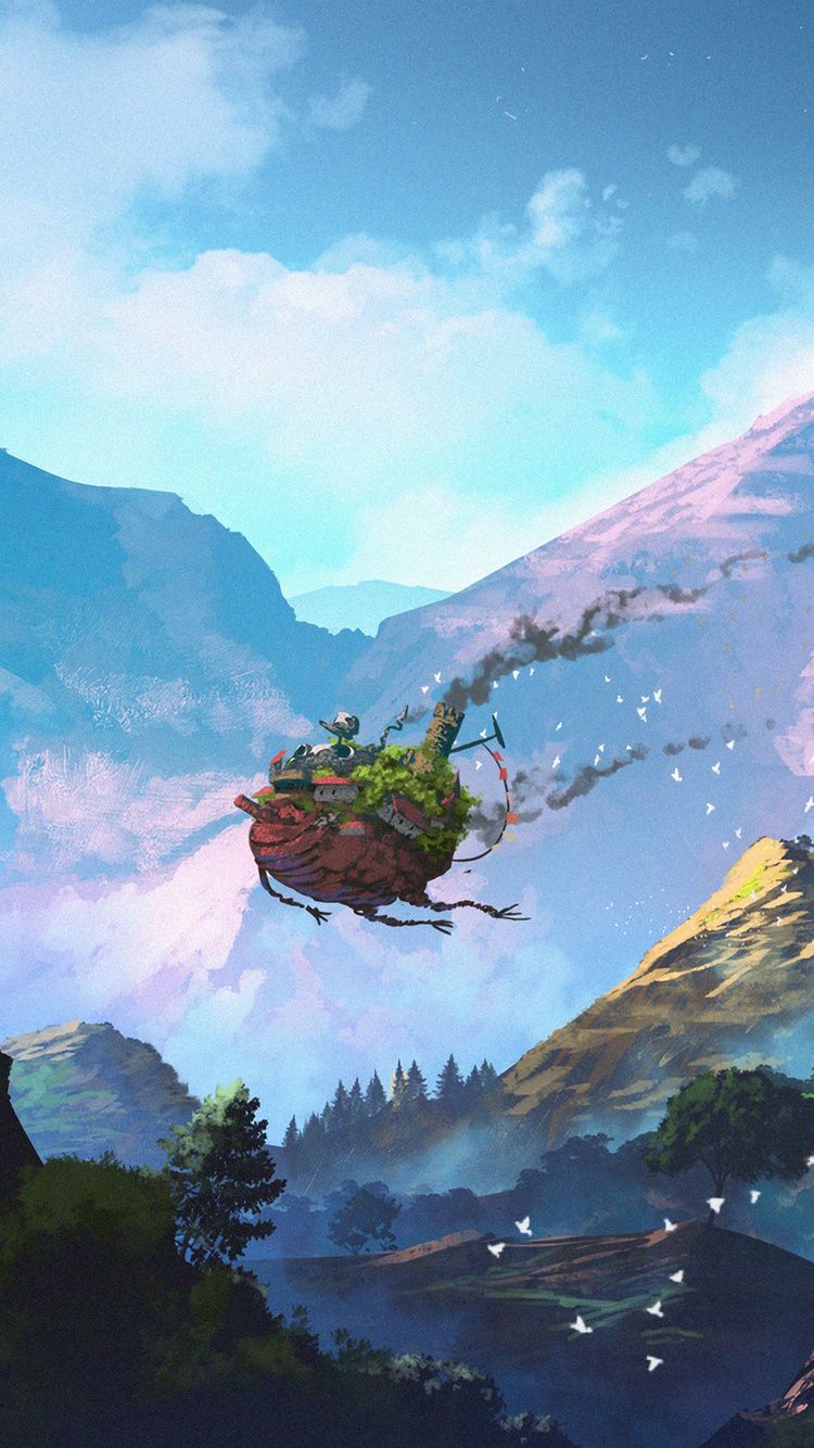 750x1334 Moving Castle iPhone iPhone 6S, iPhone 7 HD 4k Wallpaper, Image, Background, Photo and Picture